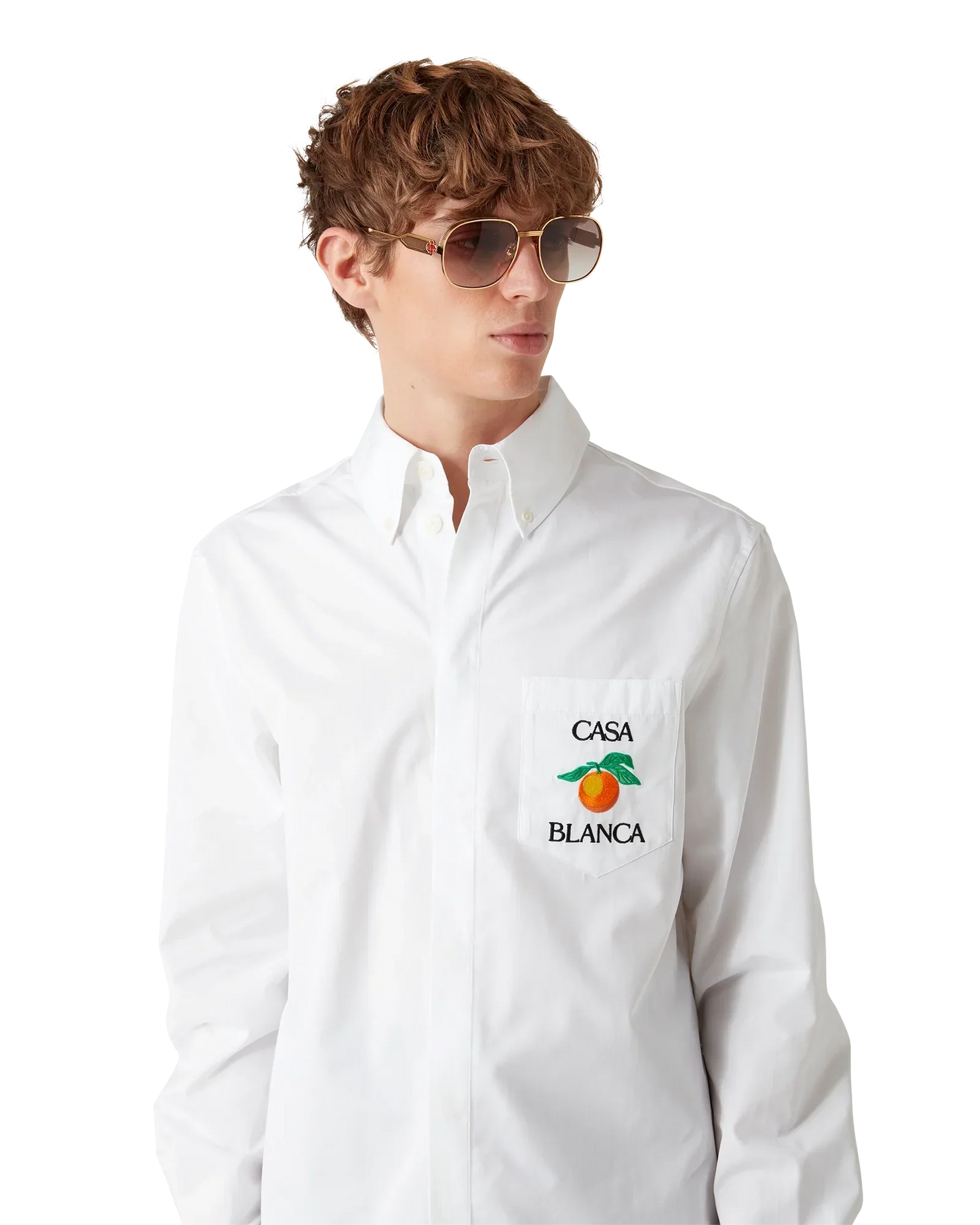 Embroidered Orange Oxford Shirt | Casablanca Paris | Image 5