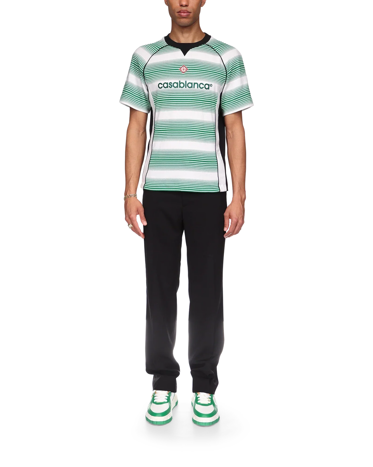 Gradient Stripe Panelled Short Sleeve T-Shirt | Casablanca Paris | Image 2