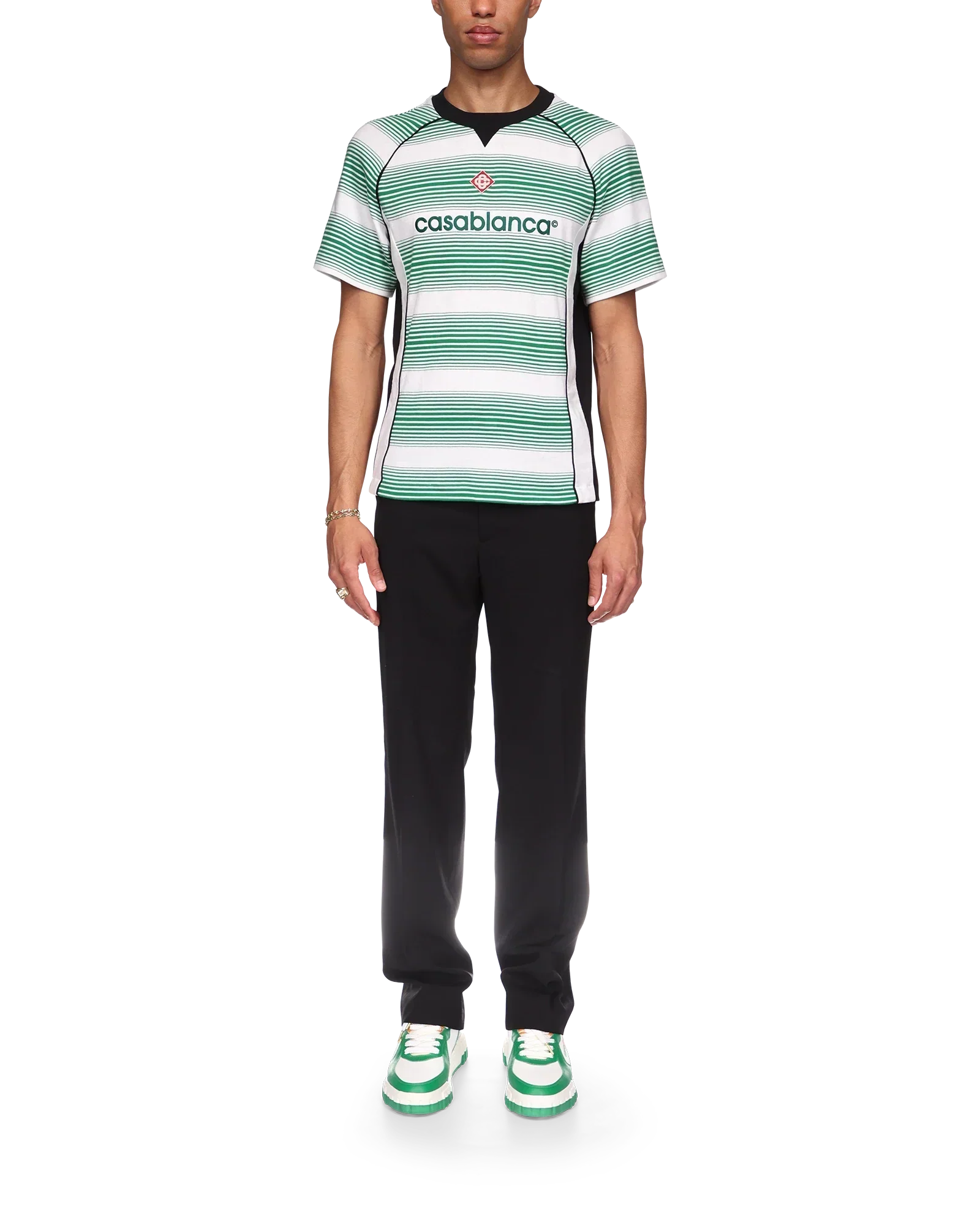 Gradient Stripe Panelled Short Sleeve T-Shirt | Casablanca Paris | Image 2