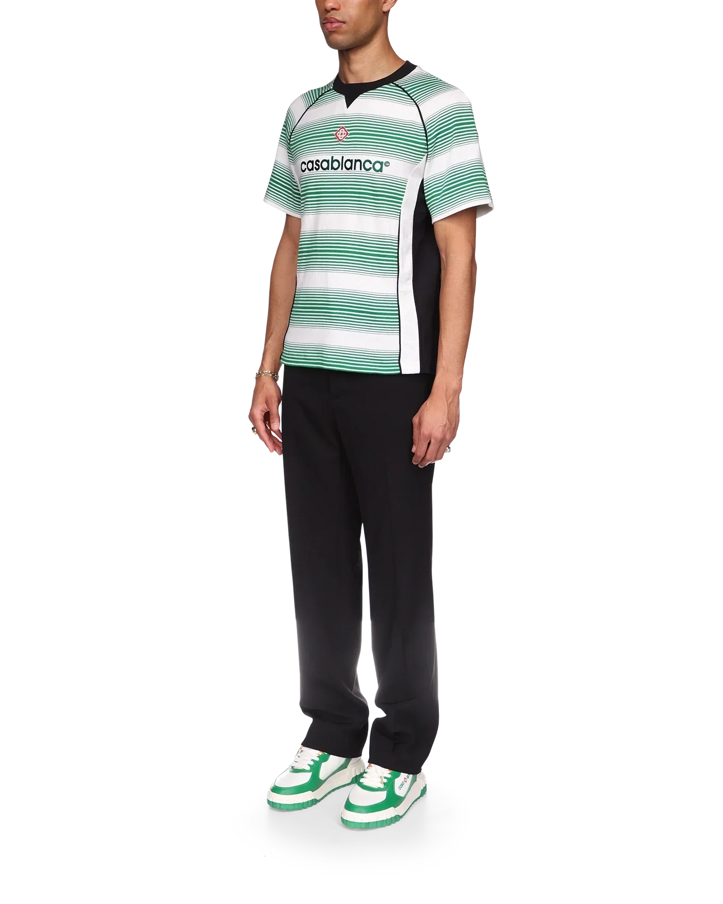 Gradient Stripe Panelled Short Sleeve T-Shirt | Casablanca Paris | Image 3