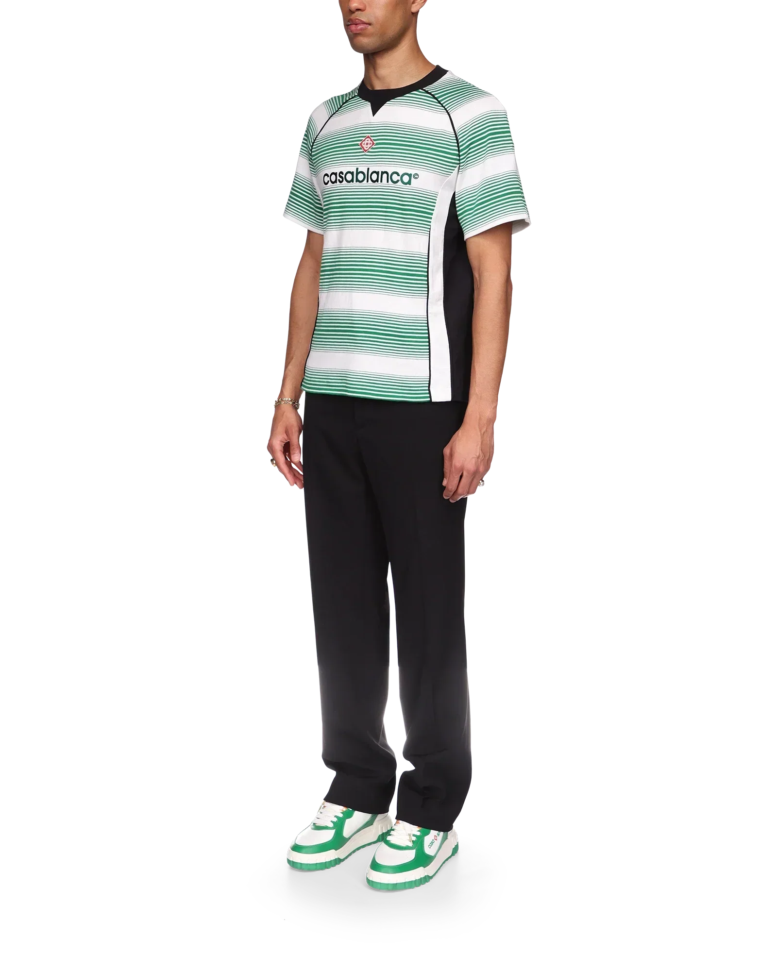 Gradient Stripe Panelled Short Sleeve T-Shirt | Casablanca Paris | Image 3