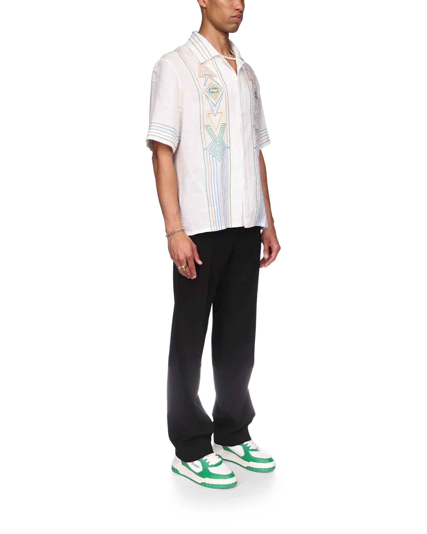 Le Fil De La Musique Short Sleeve Linen Shirt | Casablanca Paris | Image 5