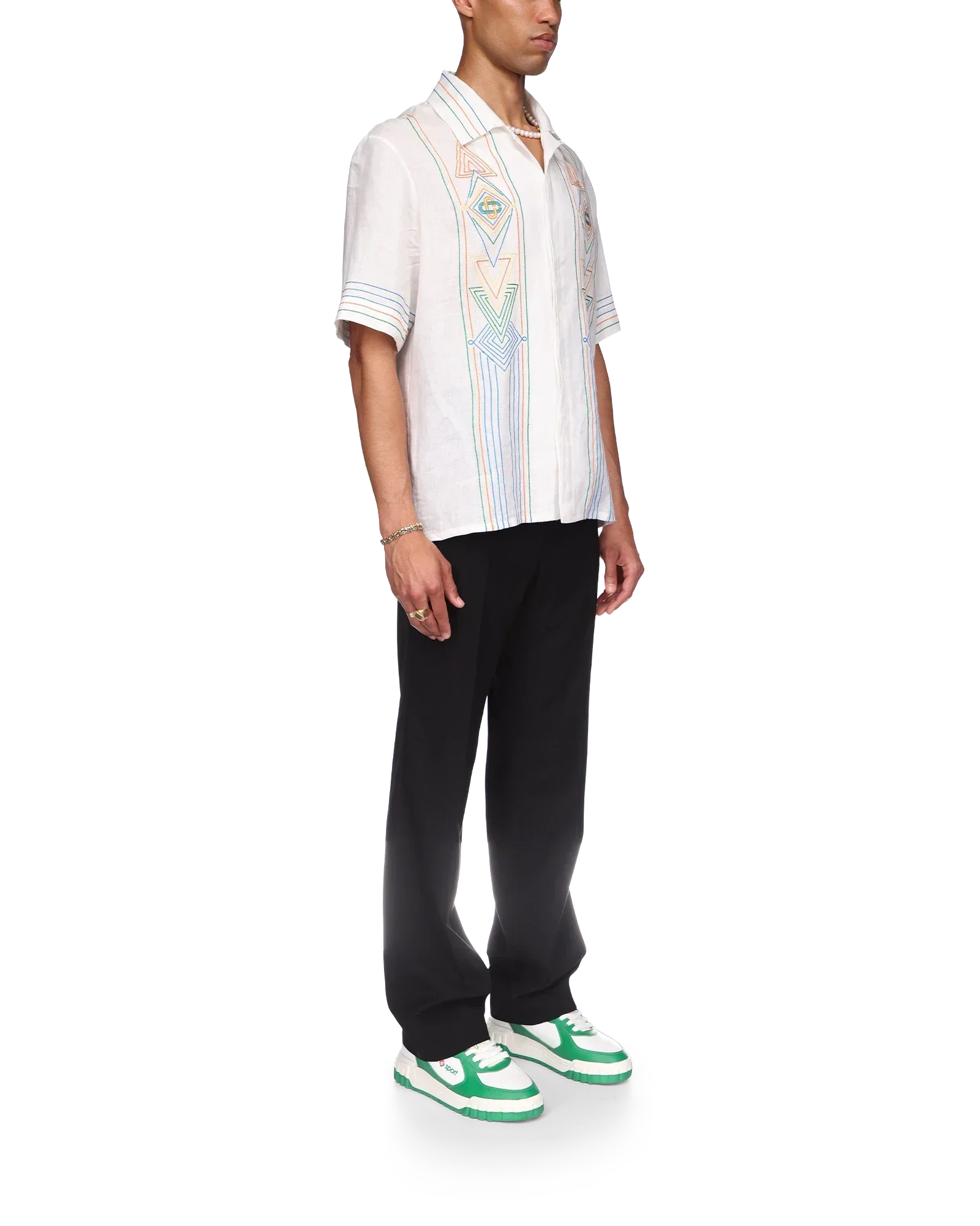 Le Fil De La Musique Short Sleeve Linen Shirt | Casablanca Paris | Image 5