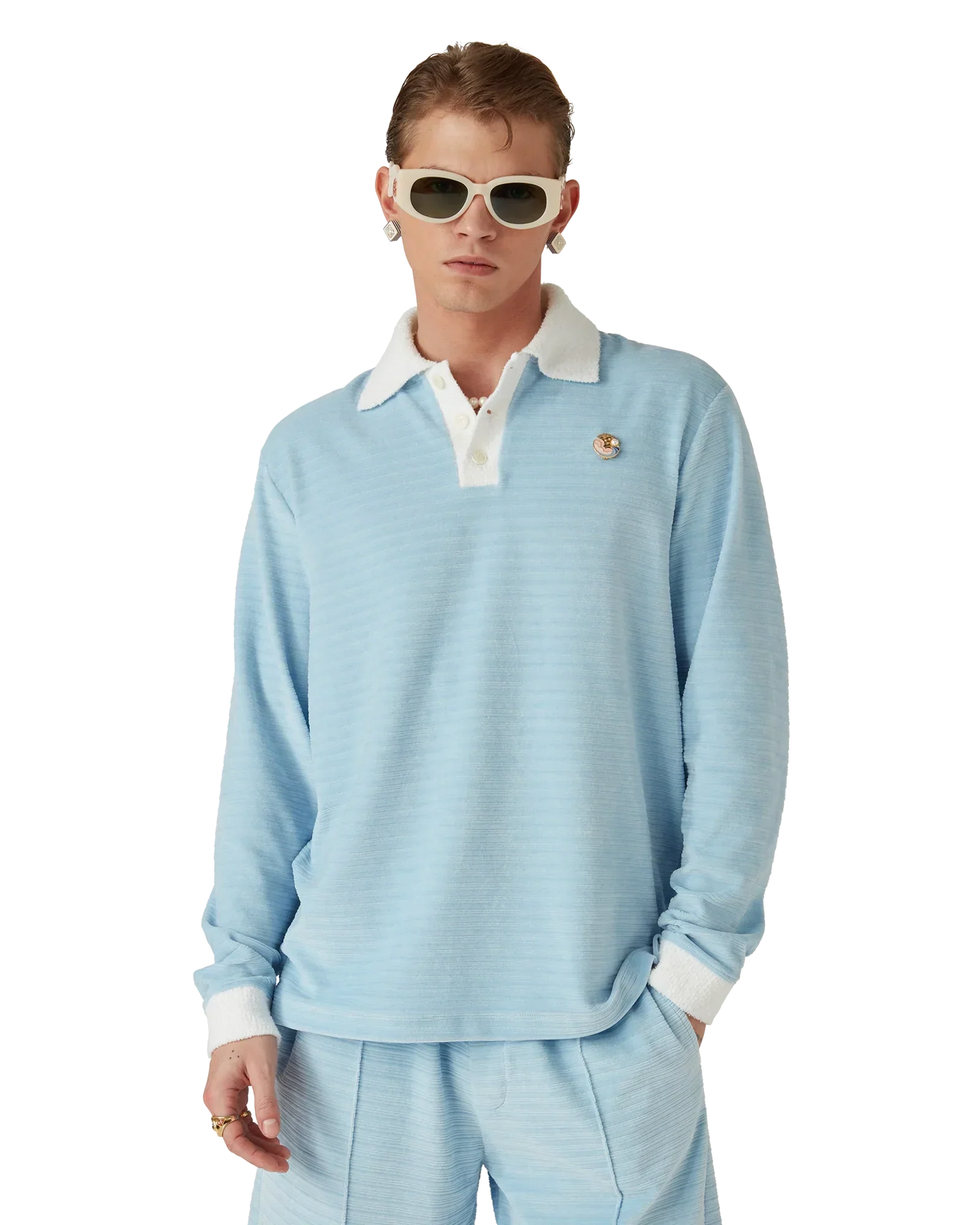 Velour Stripe Polo Shirt | Casablanca Paris | Image 4