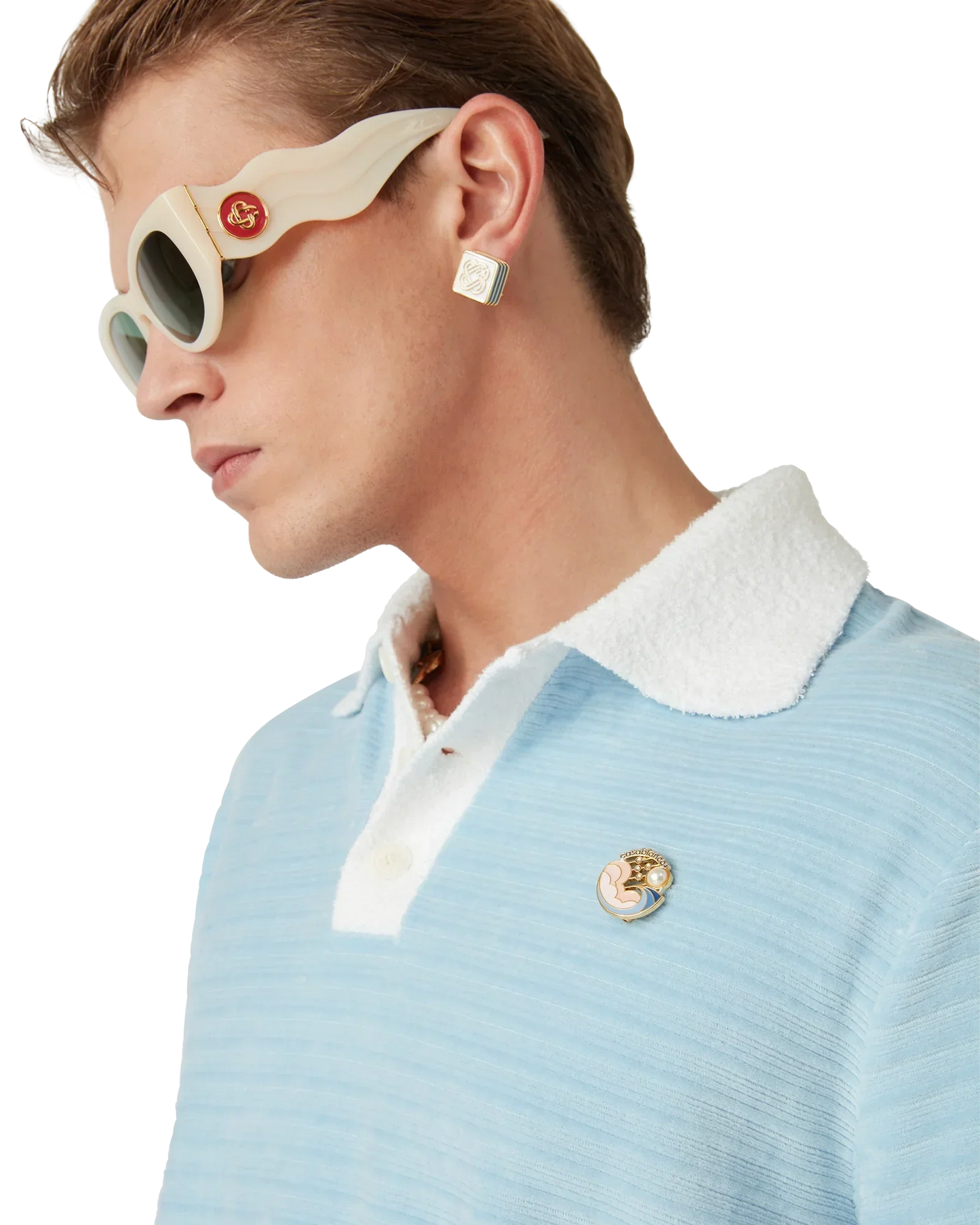 Velour Stripe Polo Shirt | Casablanca Paris | Image 5