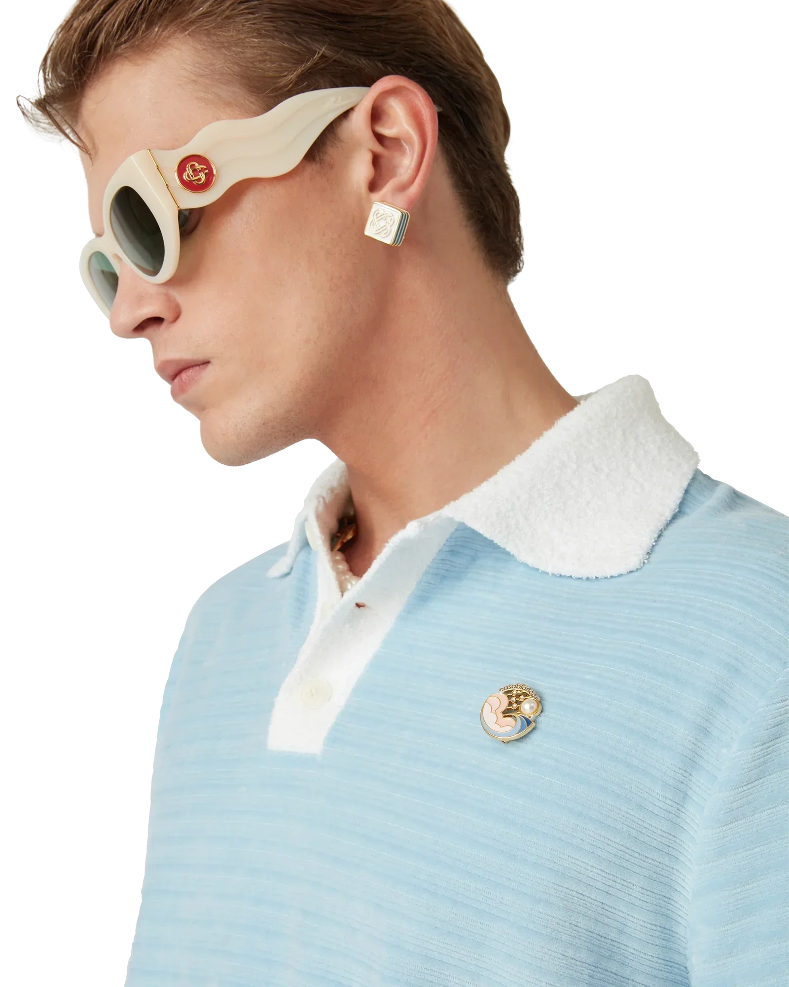 Velour Stripe Polo Shirt | Casablanca Paris | Image 5