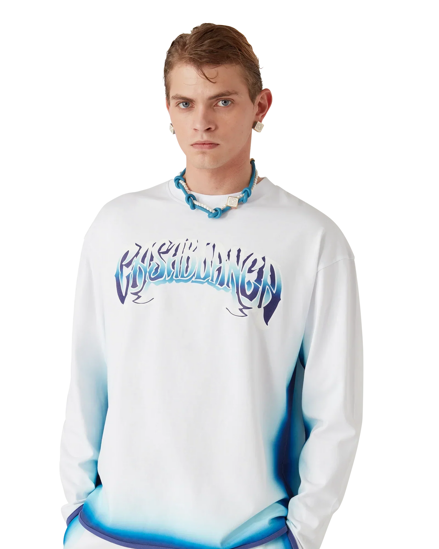 Blue Fade Long Sleeve T-Shirt | Casablanca Paris | Image 4