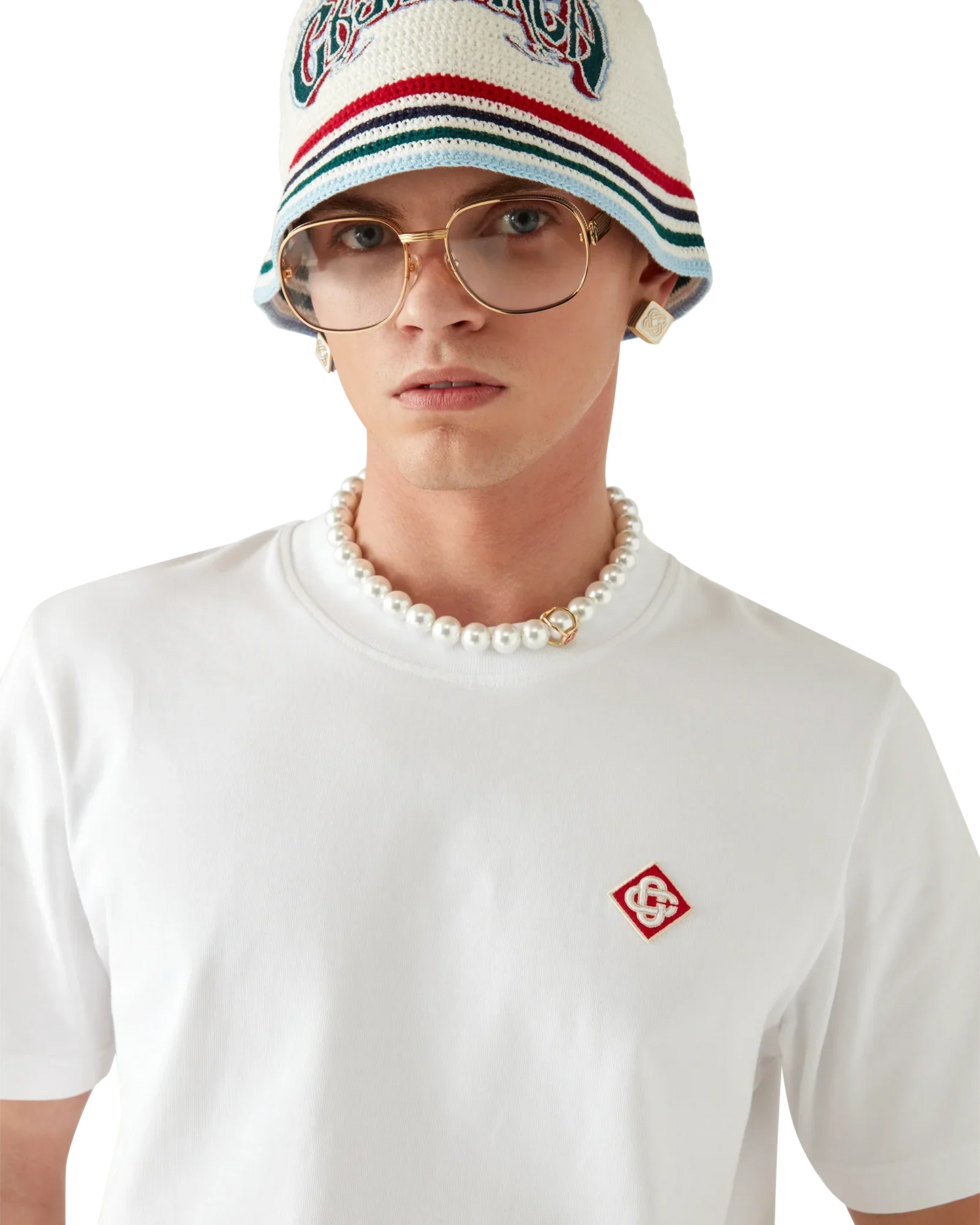 White Diamond Logo Short Sleeve T-Shirt | Casablanca Paris | Image 5