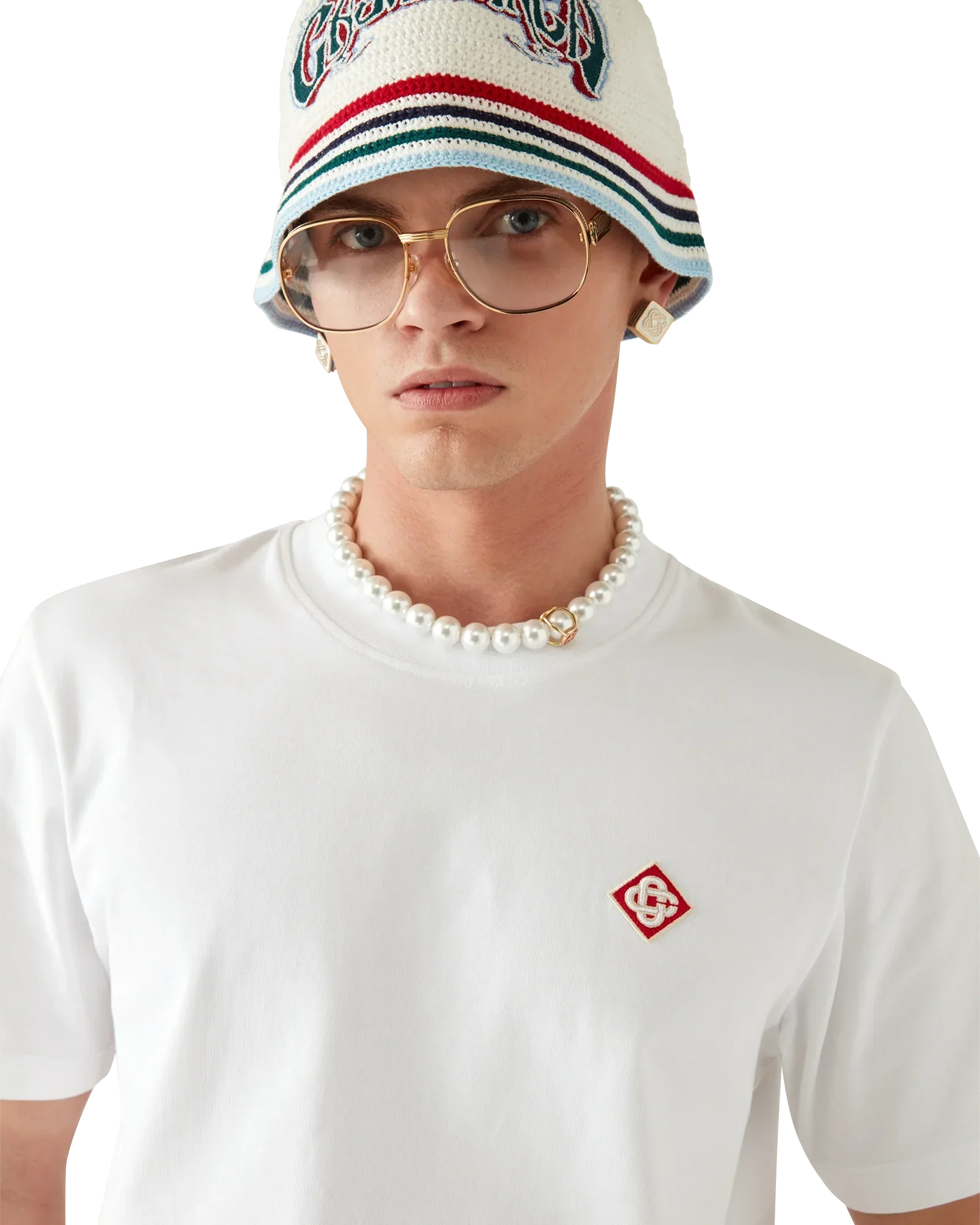 White Diamond Logo Short Sleeve T-Shirt | Casablanca Paris | Image 5
