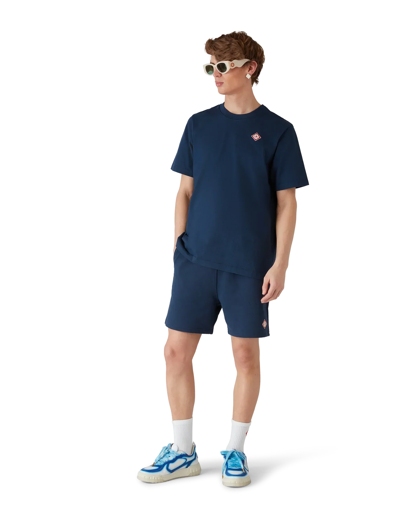 Navy Diamond Logo Short Sleeve T-Shirt | Casablanca Paris | Image 4