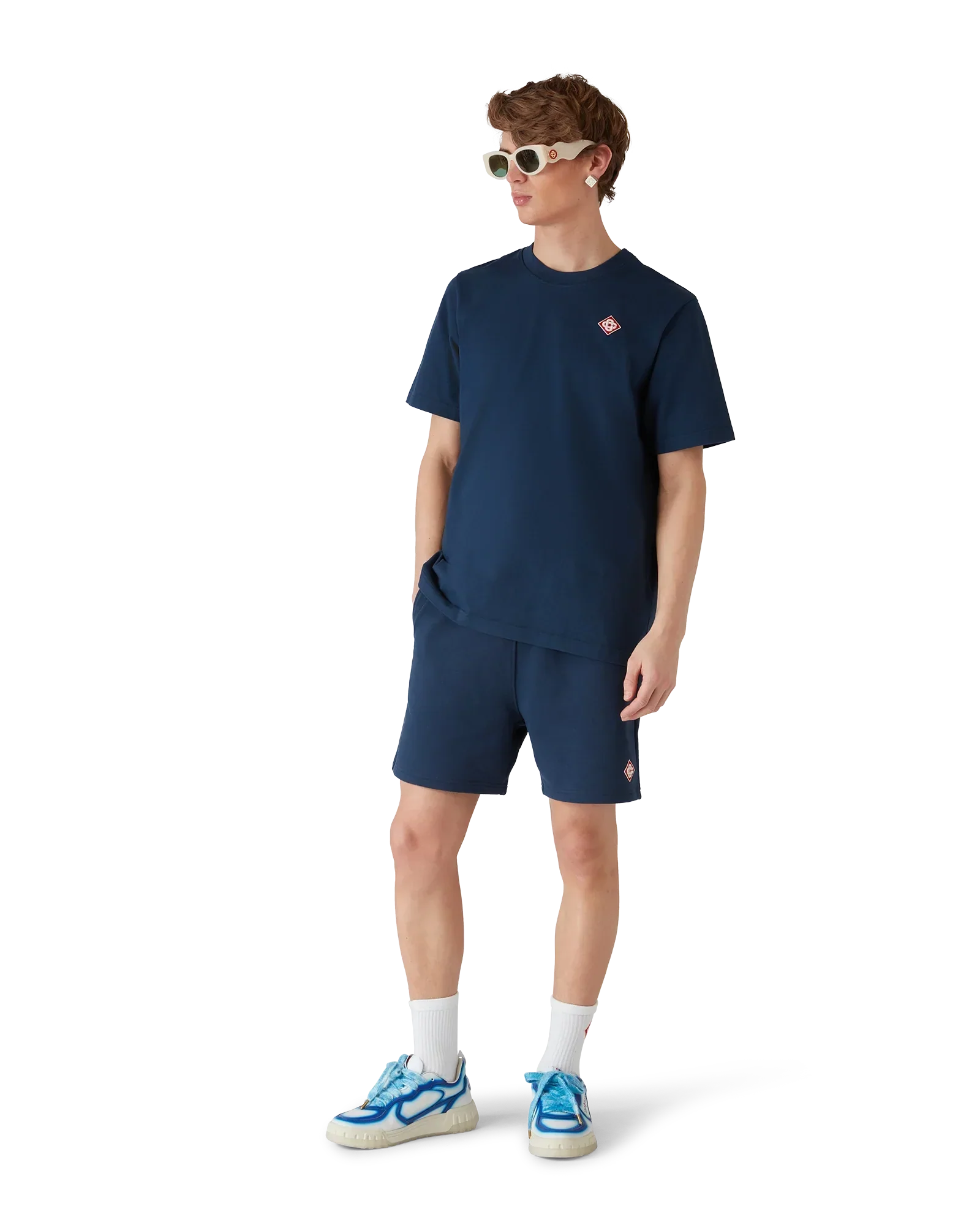 Navy Diamond Logo Short Sleeve T-Shirt | Casablanca Paris | Image 4