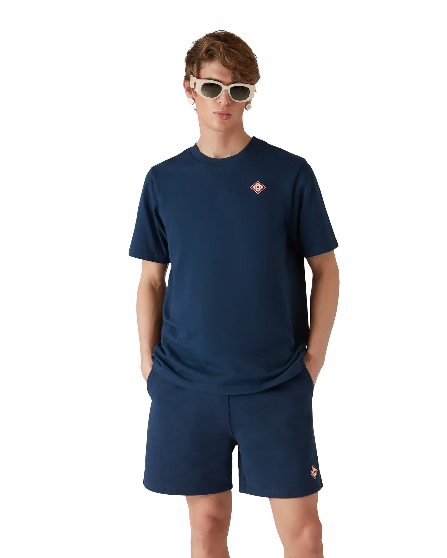 Navy Diamond Logo Short Sleeve T-Shirt | Casablanca Paris | Image 2