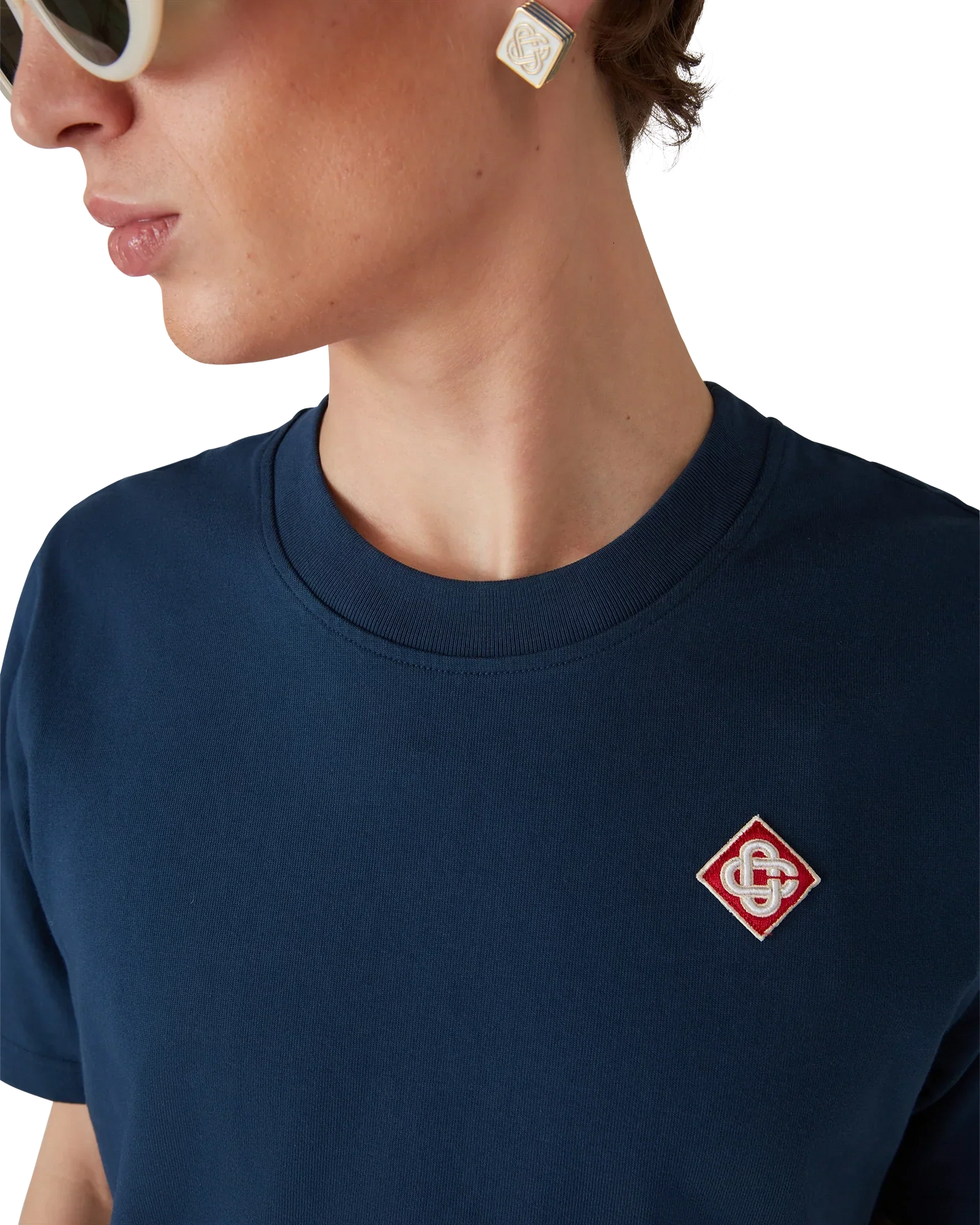 Navy Diamond Logo Short Sleeve T-Shirt | Casablanca Paris | Image 5