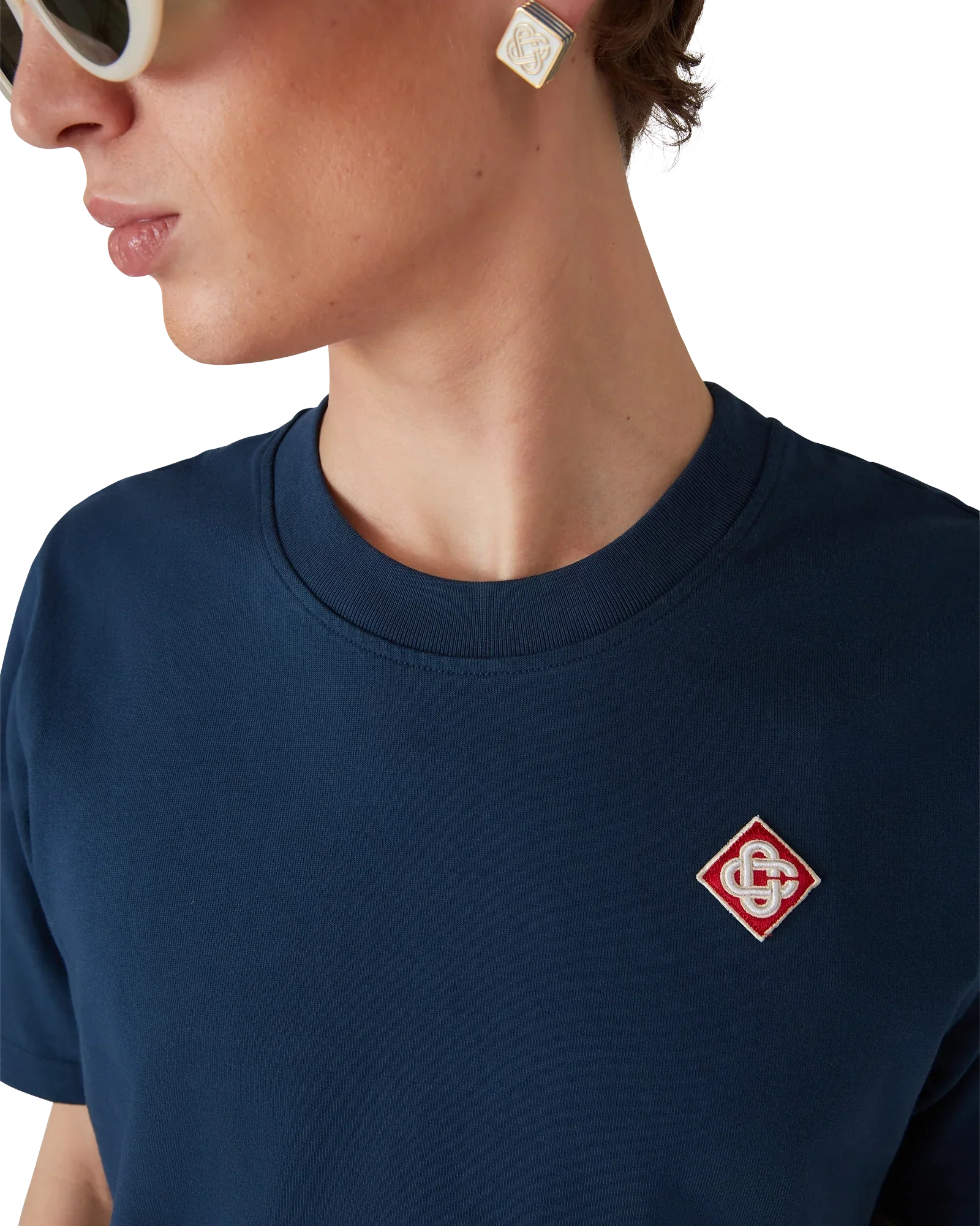 Navy Diamond Logo Short Sleeve T-Shirt | Casablanca Paris | Image 5