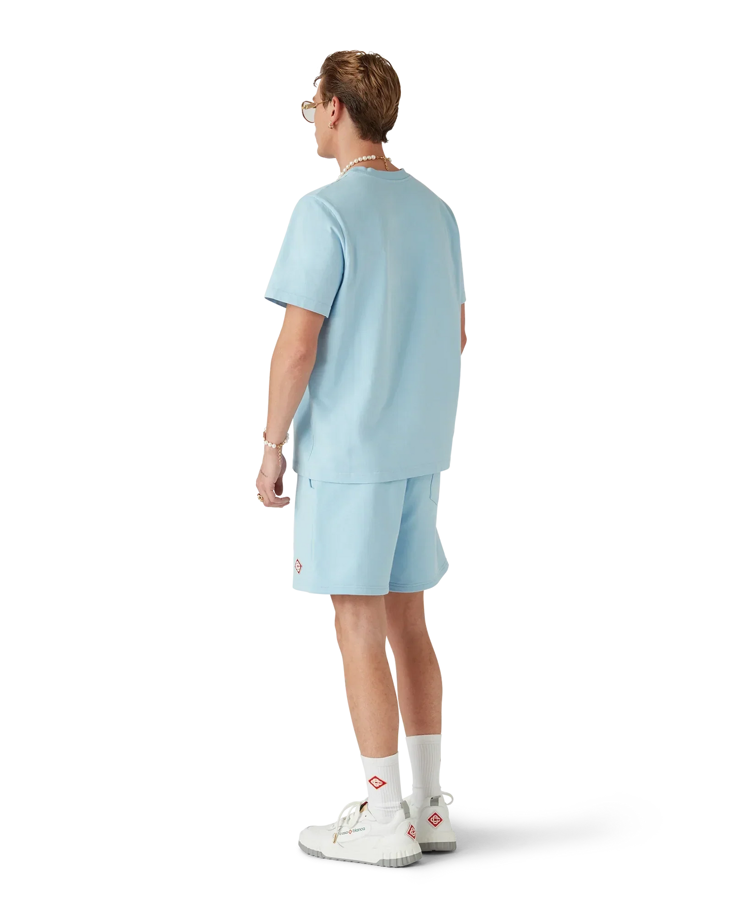 Light Blue Diamond Logo Short Sleeve T-Shirt | Casablanca Paris | Image 3