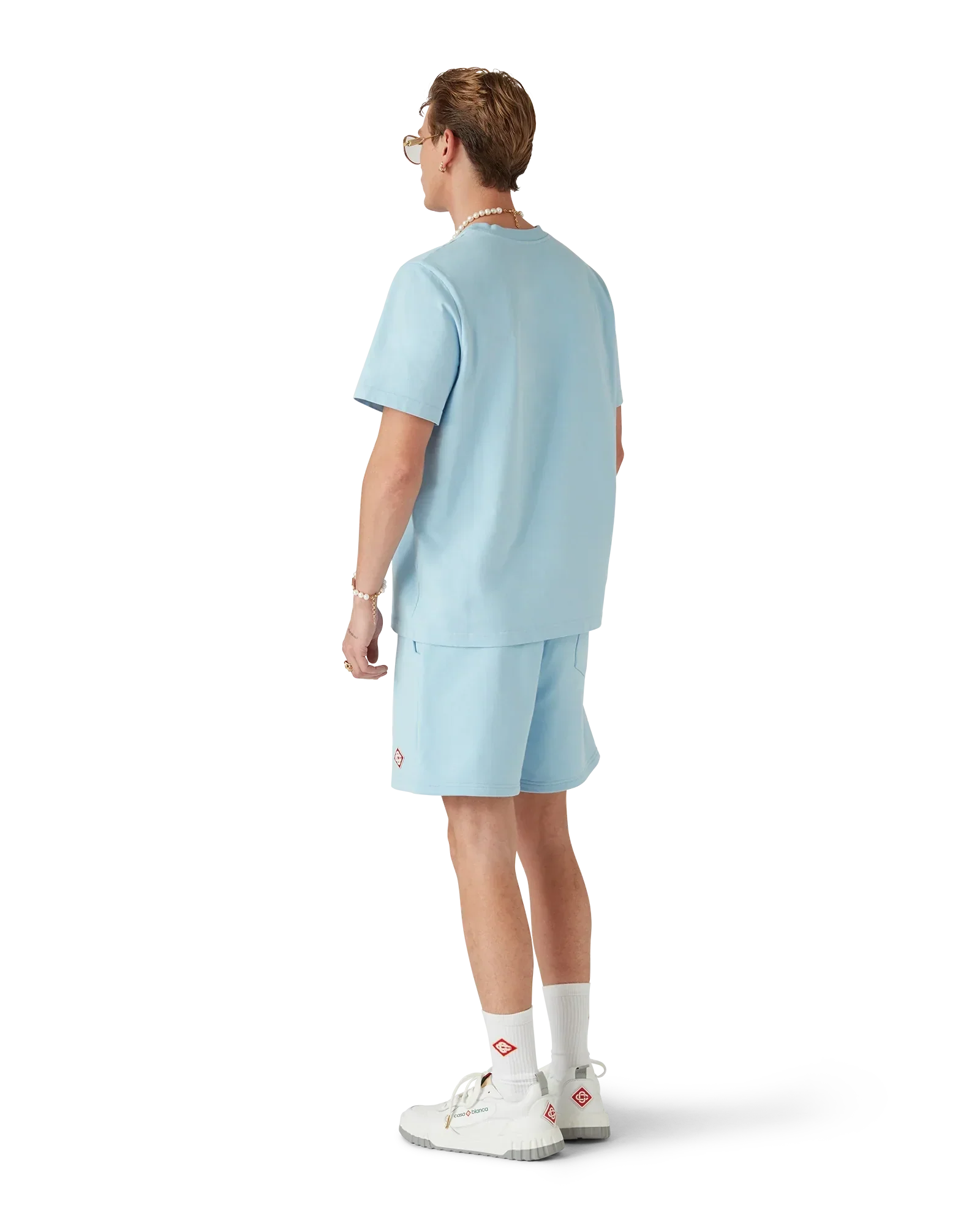 Light Blue Diamond Logo Short Sleeve T-Shirt | Casablanca Paris | Image 3