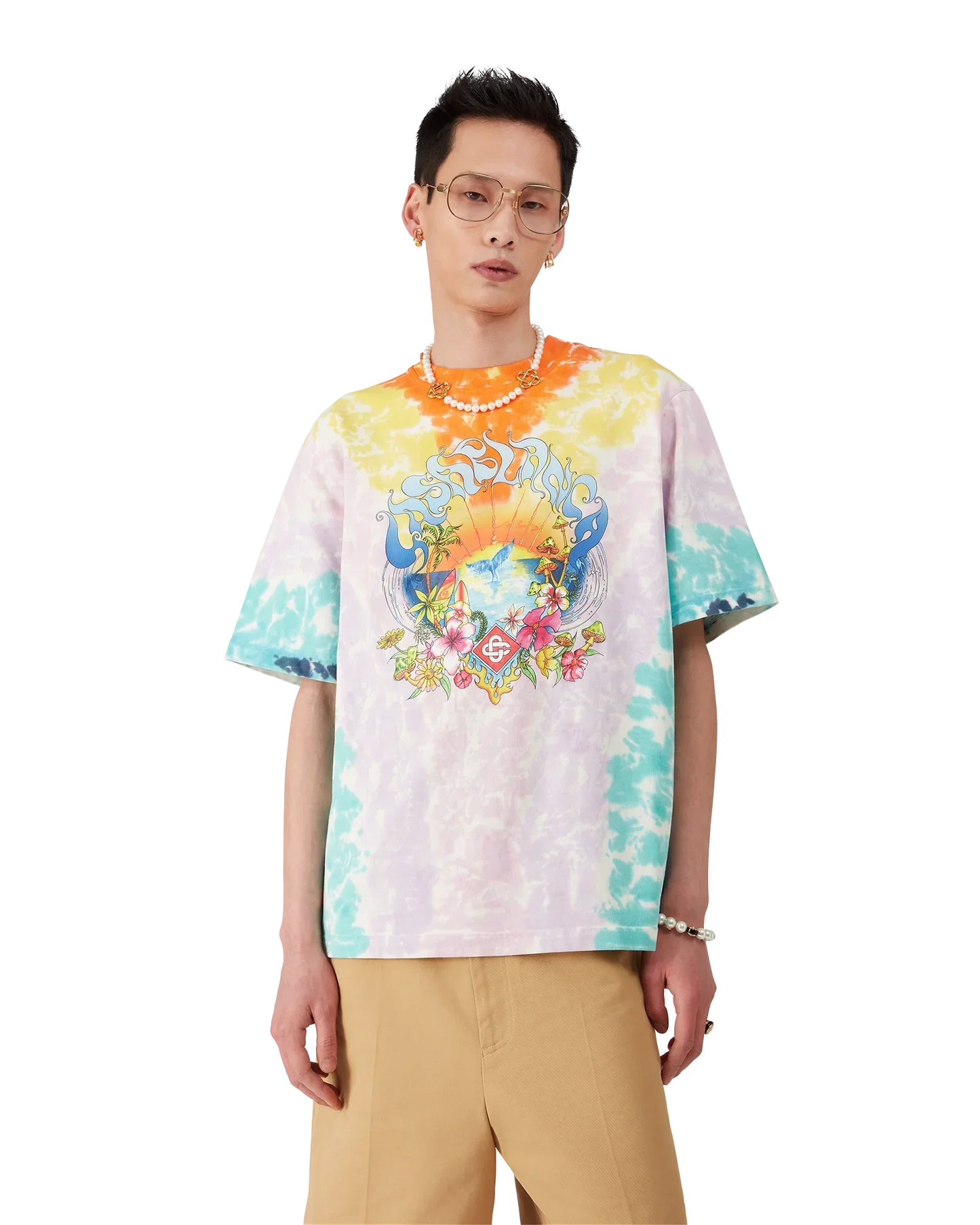 Surf Trip Tie Dye Short Sleeve T-Shirt | Casablanca Paris | Image 3