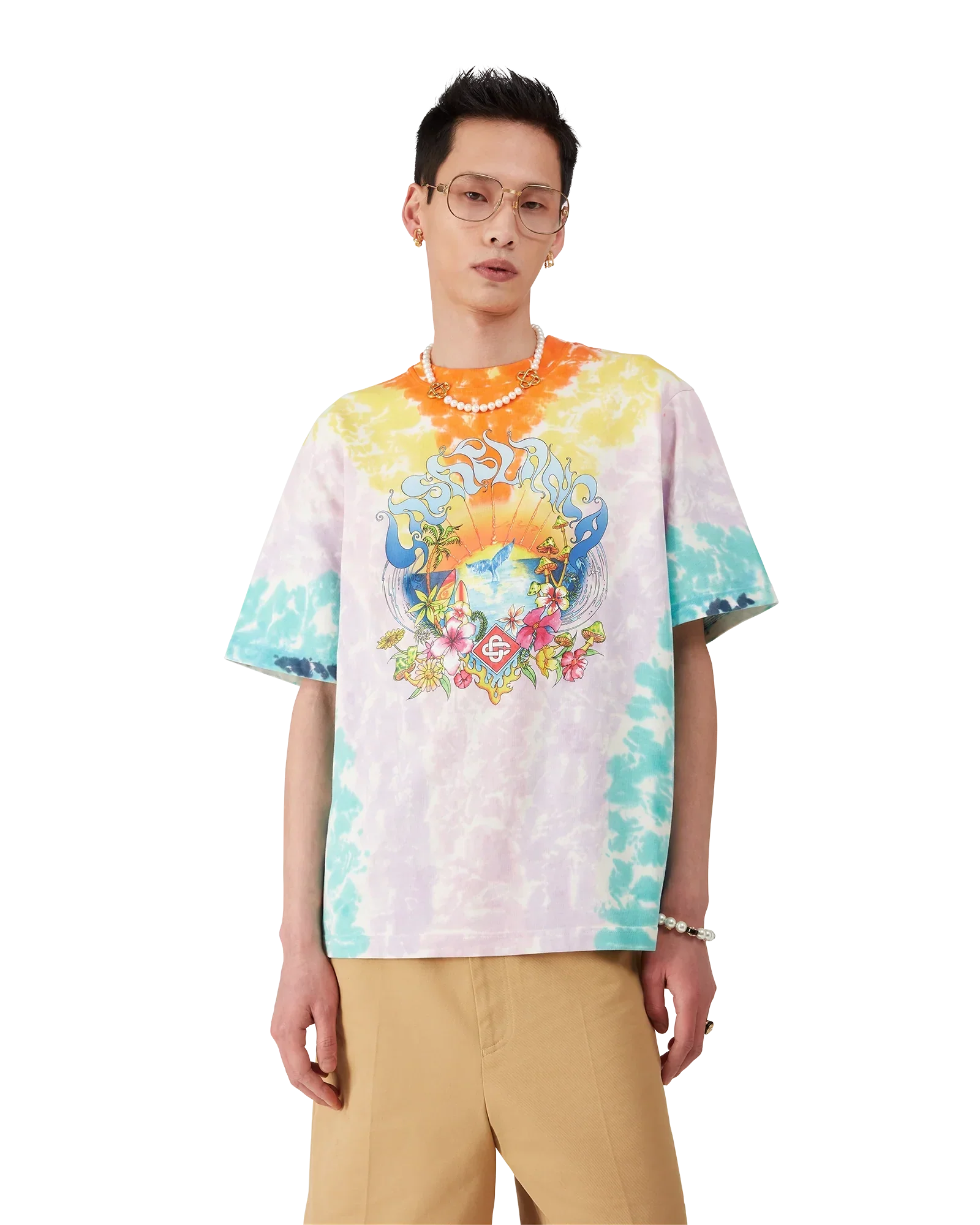 Surf Trip Tie Dye Short Sleeve T-Shirt | Casablanca Paris | Image 3