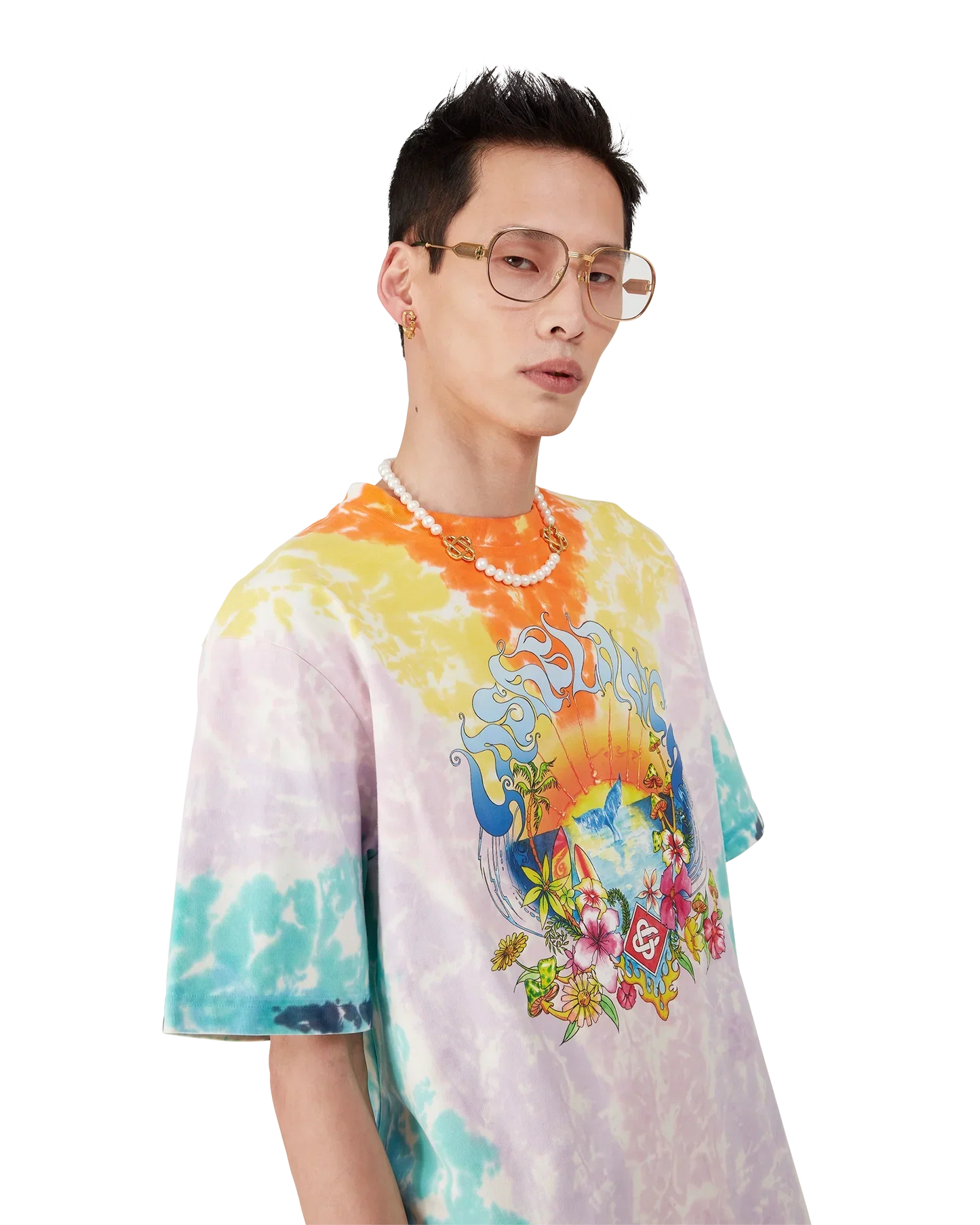 Surf Trip Tie Dye Short Sleeve T-Shirt | Casablanca Paris | Image 4