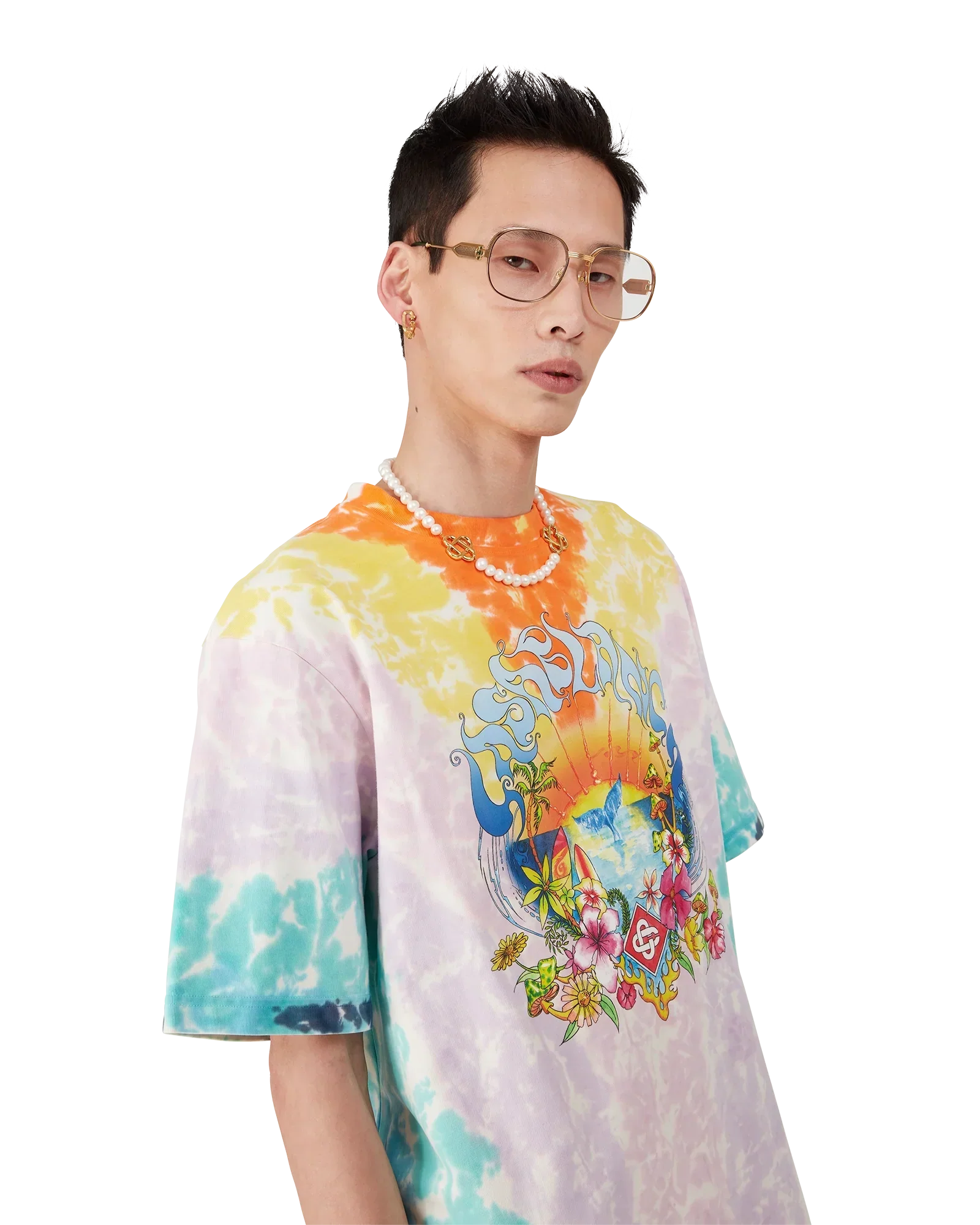 Surf Trip Tie Dye Short Sleeve T-Shirt | Casablanca Paris | Image 4