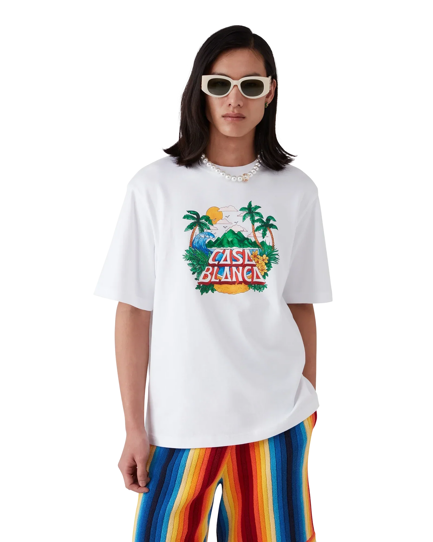 Casa Beach Wave Short Sleeve T-Shirt | Casablanca Paris | Image 4