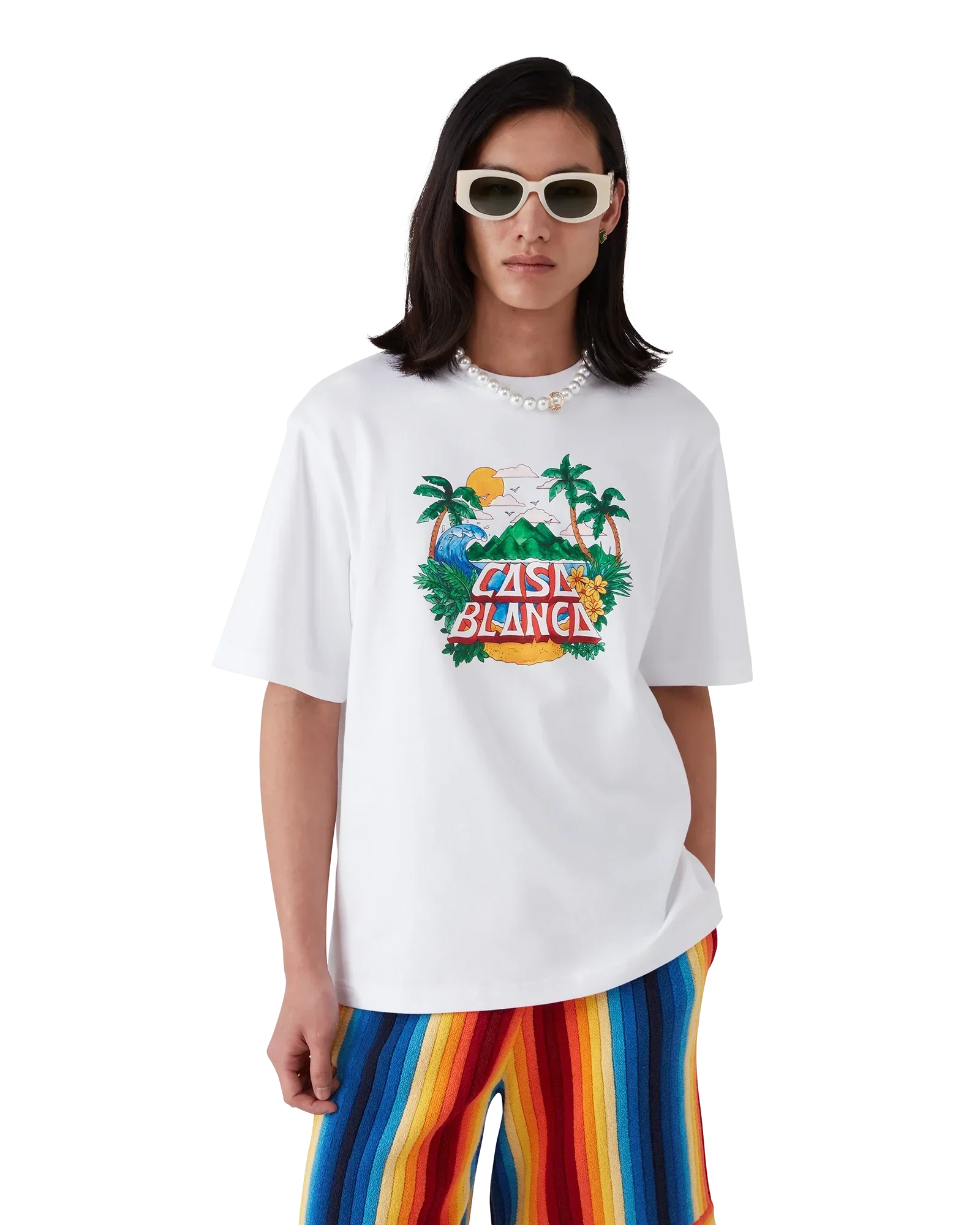 Casa Beach Wave Short Sleeve T-Shirt | Casablanca Paris | Image 4