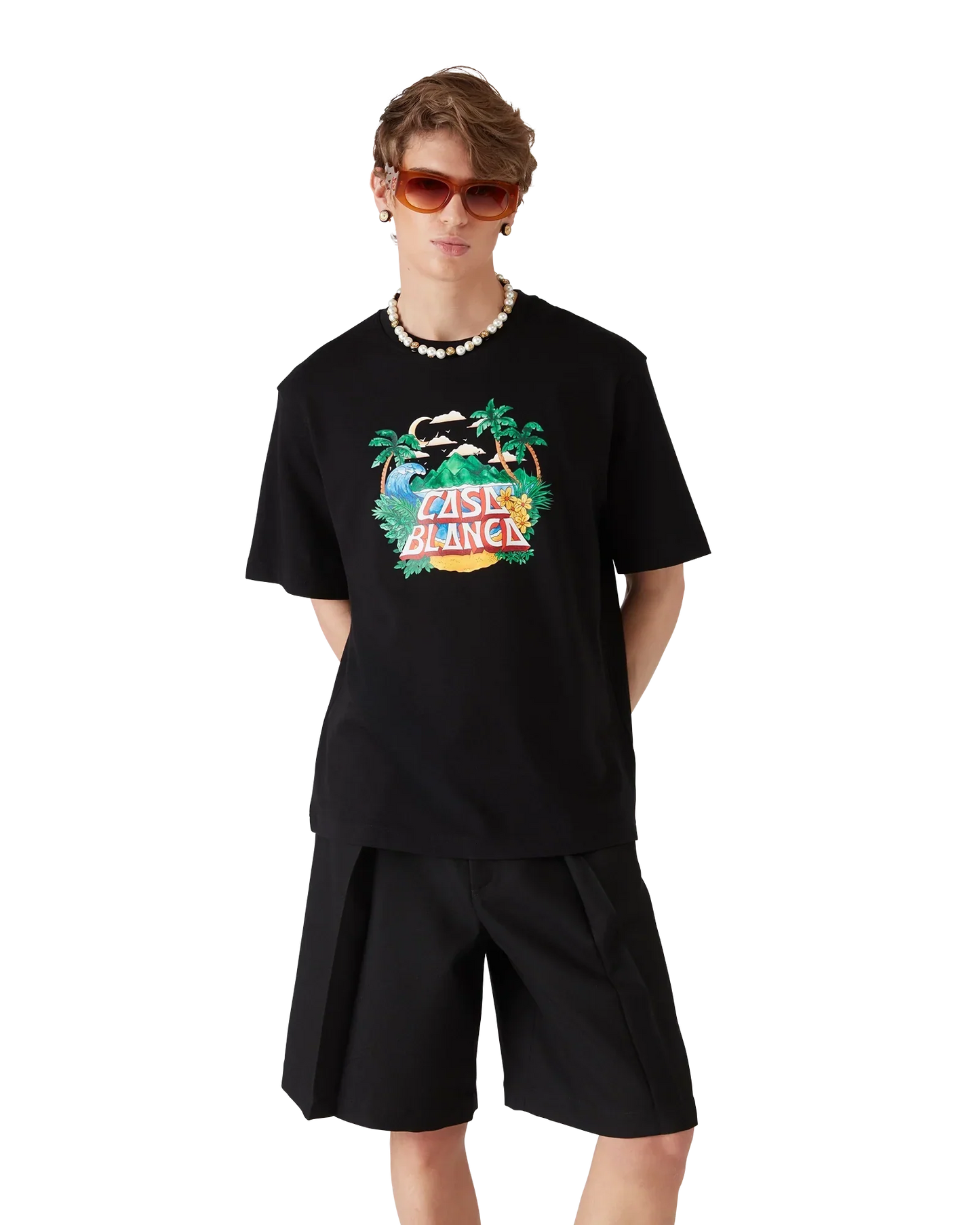 Casa Beach Wave Short Sleeve T-Shirt | Casablanca Paris | Image 3