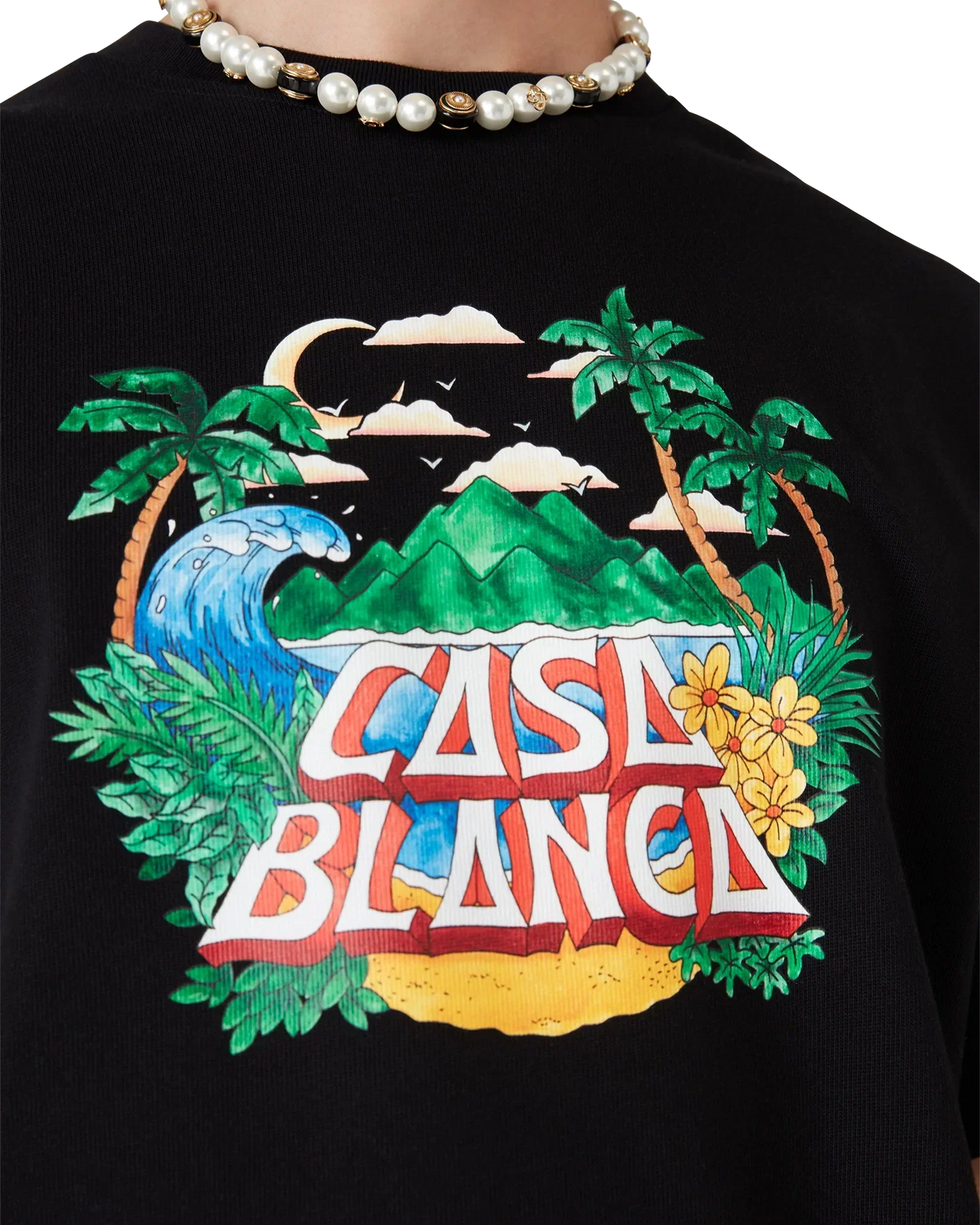 Casa Beach Wave Short Sleeve T-Shirt | Casablanca Paris | Image 4