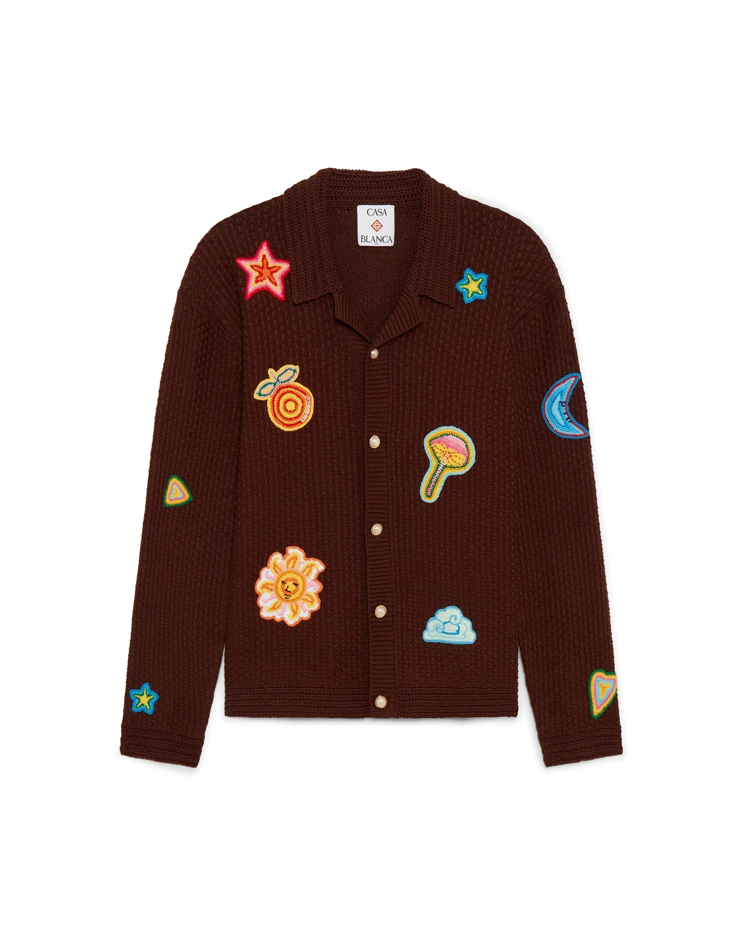 Motif Long Sleeve Crochet Shirt | Casablanca Paris | Image 1