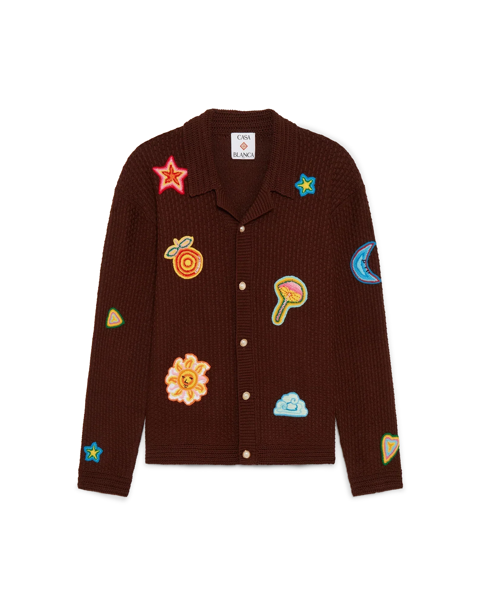 Motif Long Sleeve Crochet Shirt | Casablanca Paris | Image 1