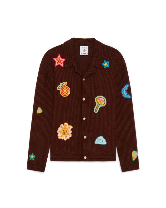 Motif Long Sleeve Crochet Shirt | Casablanca Paris | Image 1