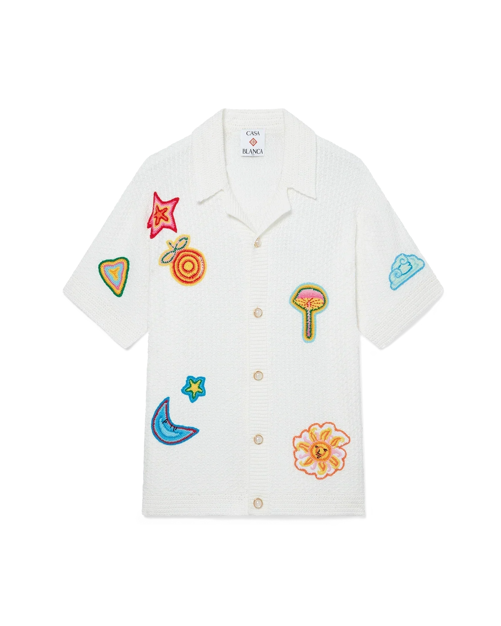Motif Short Sleeve Crochet Shirt | Casablanca Paris | Image 1