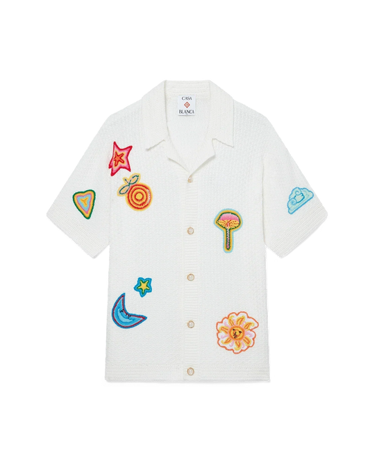 Motif Short Sleeve Crochet Shirt | Casablanca Paris | Image 1
