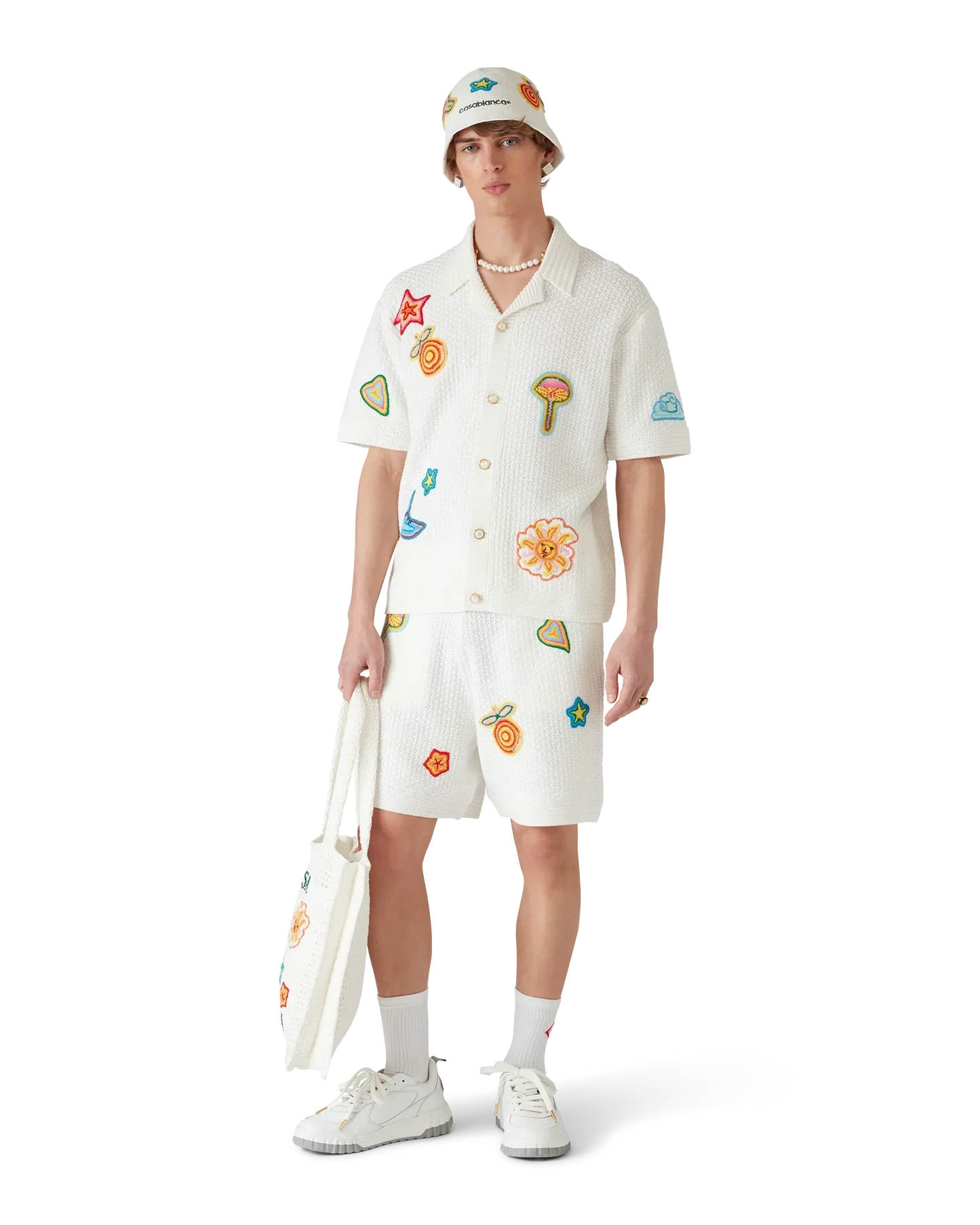 Motif Short Sleeve Crochet Shirt | Casablanca Paris | Image 2