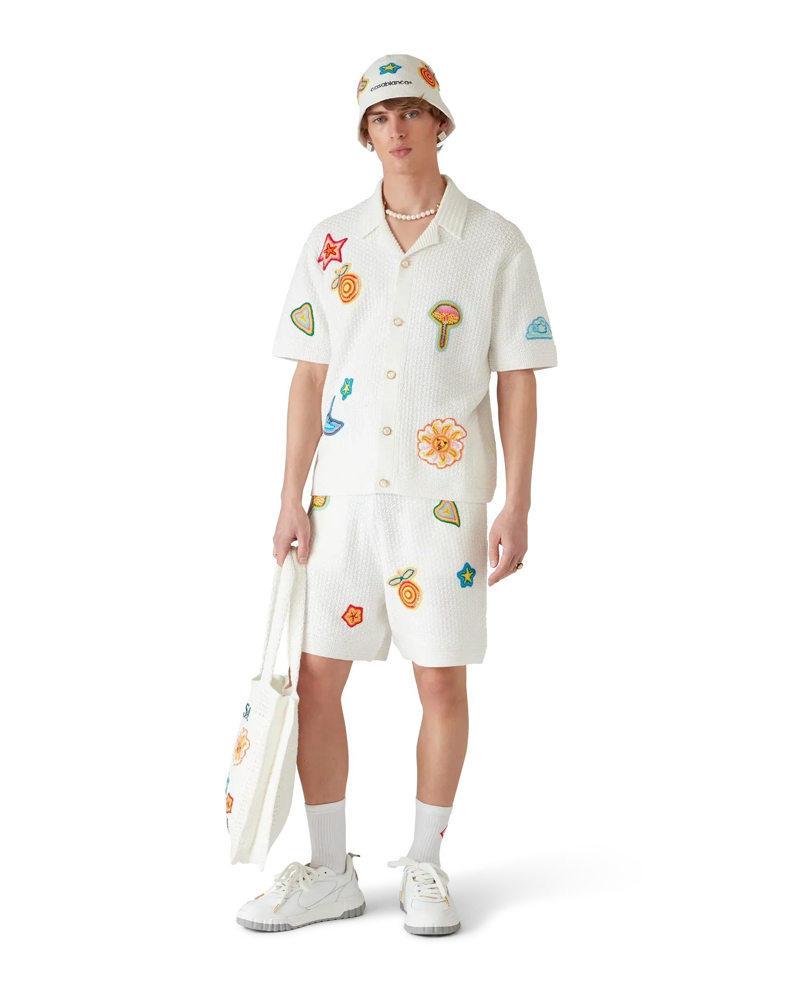 Motif Short Sleeve Crochet Shirt | Casablanca Paris | Image 2