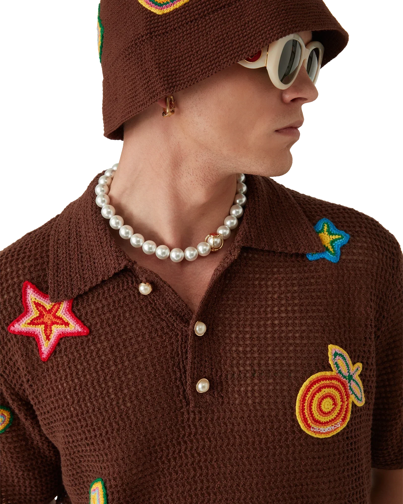 Motif Crochet Polo Shirt | Casablanca Paris | Image 5