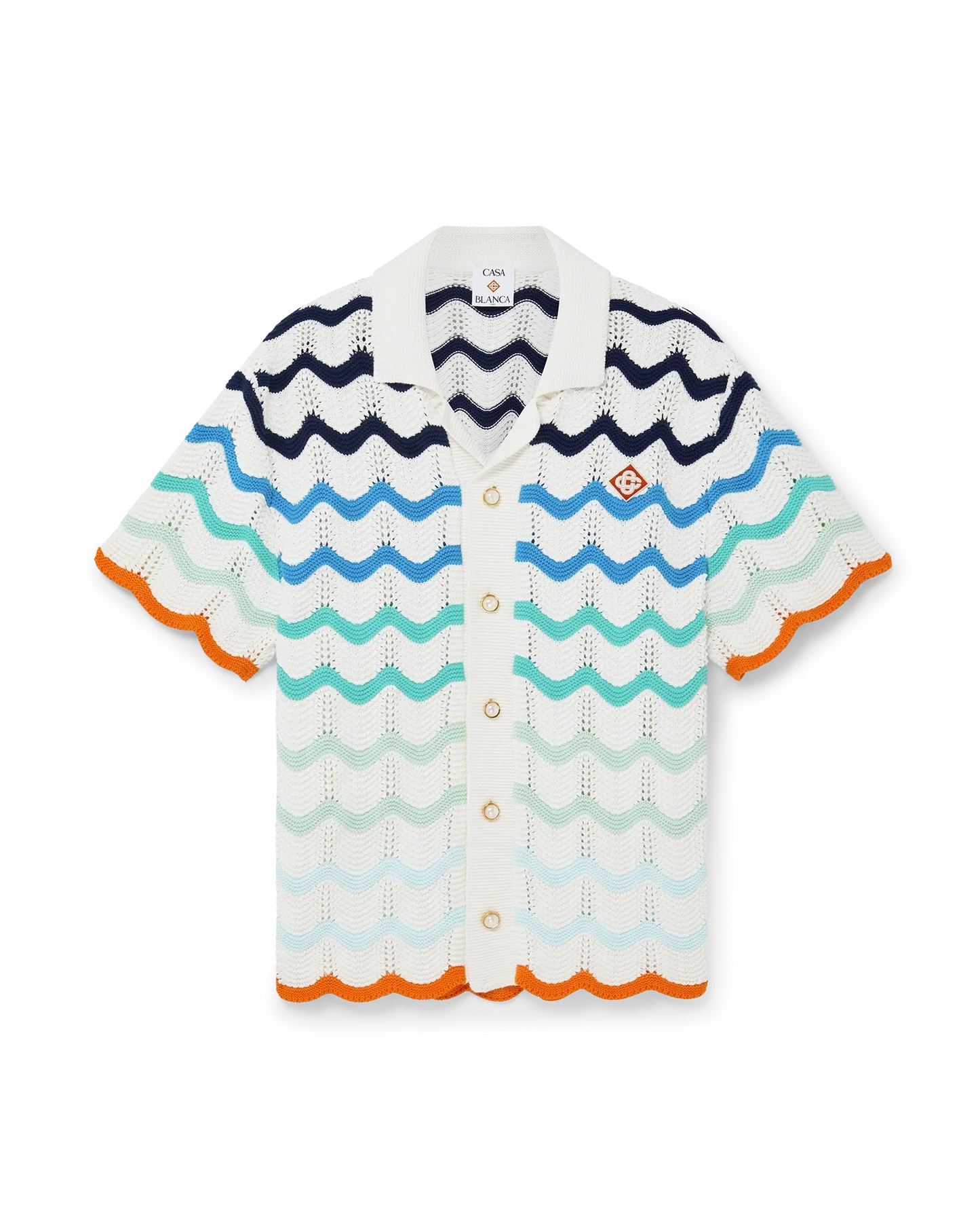 Gradient Wave Short Sleeve Crochet Shirt | Casablanca Paris | Image 1