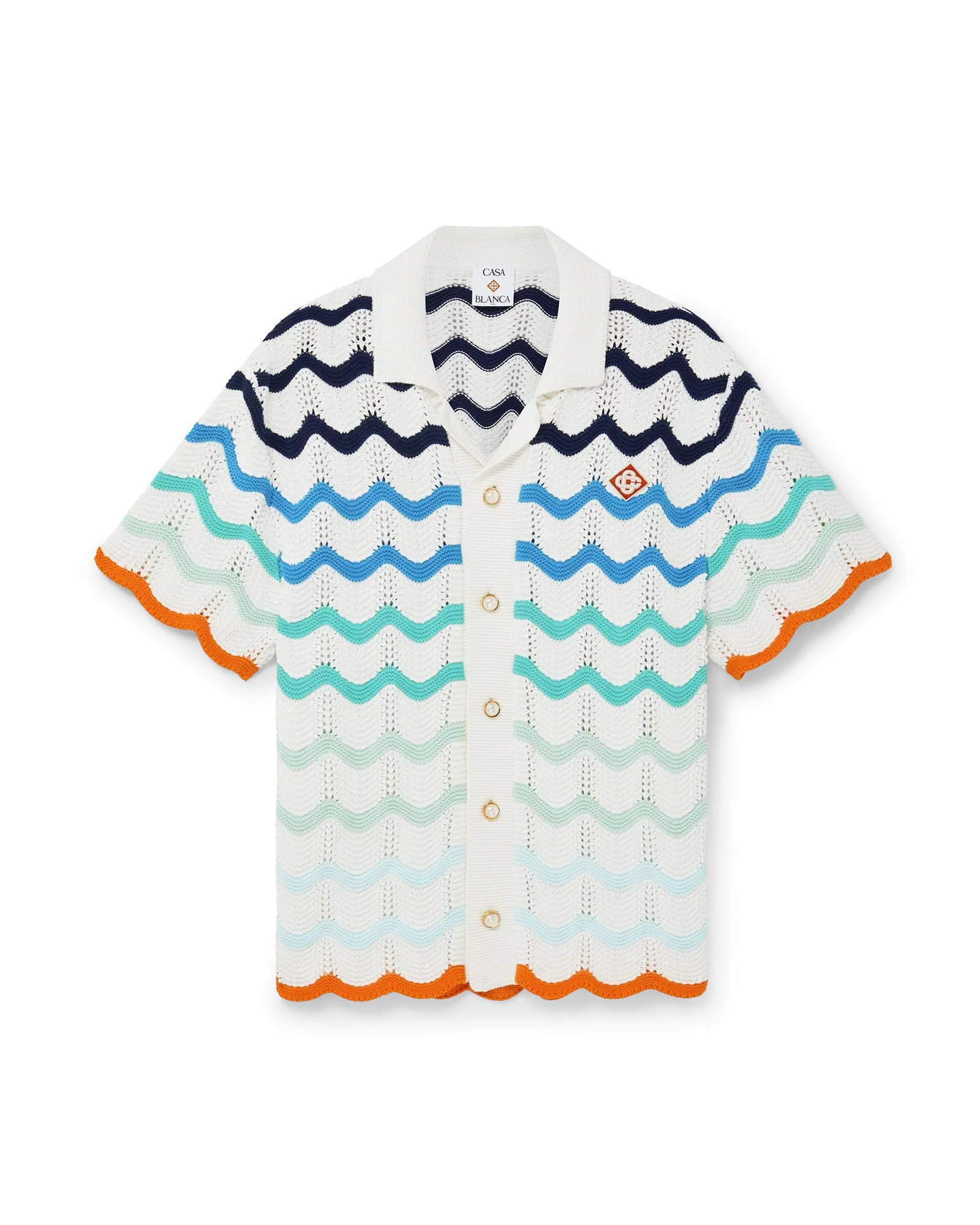 Gradient Wave Short Sleeve Crochet Shirt | Casablanca Paris | Image 1