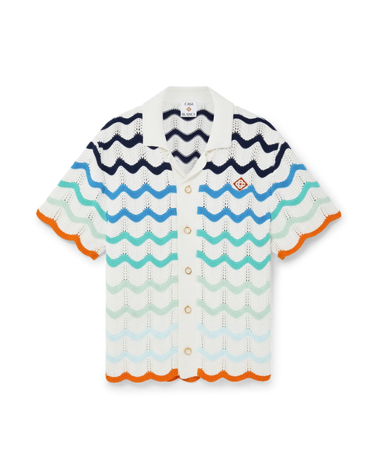 Gradient Wave Short Sleeve Crochet Shirt | Casablanca Paris | Image 1