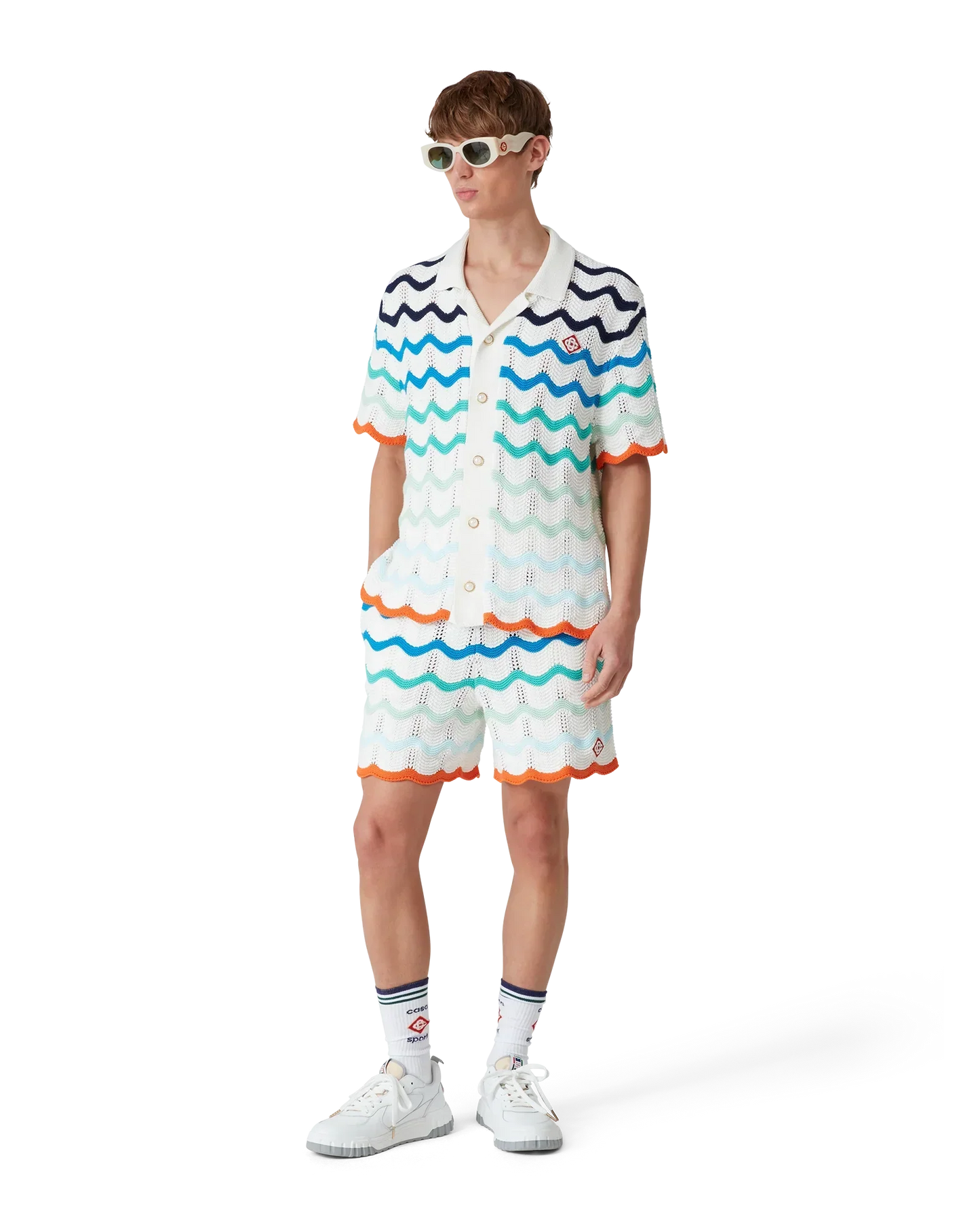 Gradient Wave Short Sleeve Crochet Shirt | Casablanca Paris | Image 2