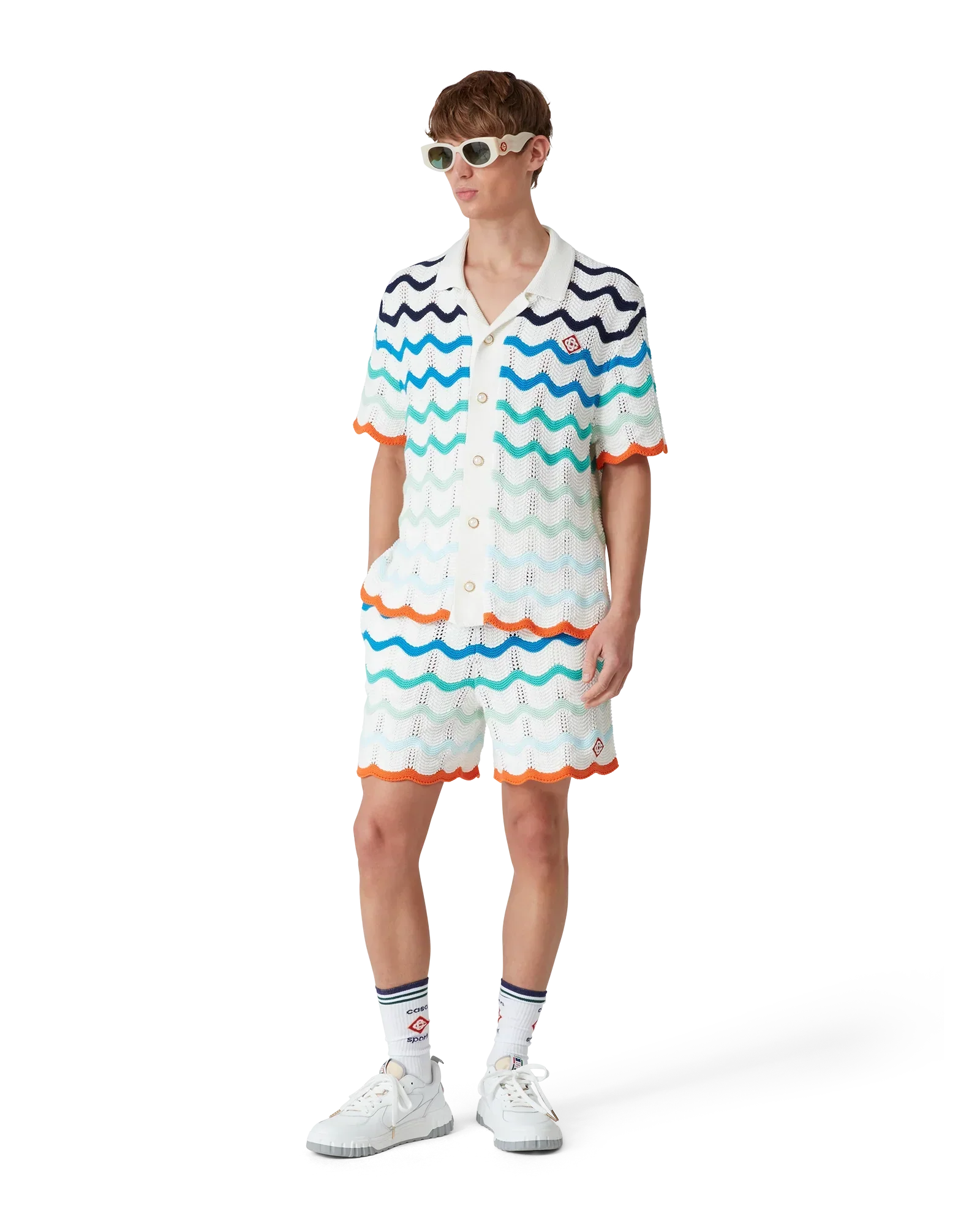 Gradient Wave Short Sleeve Crochet Shirt | Casablanca Paris | Image 2