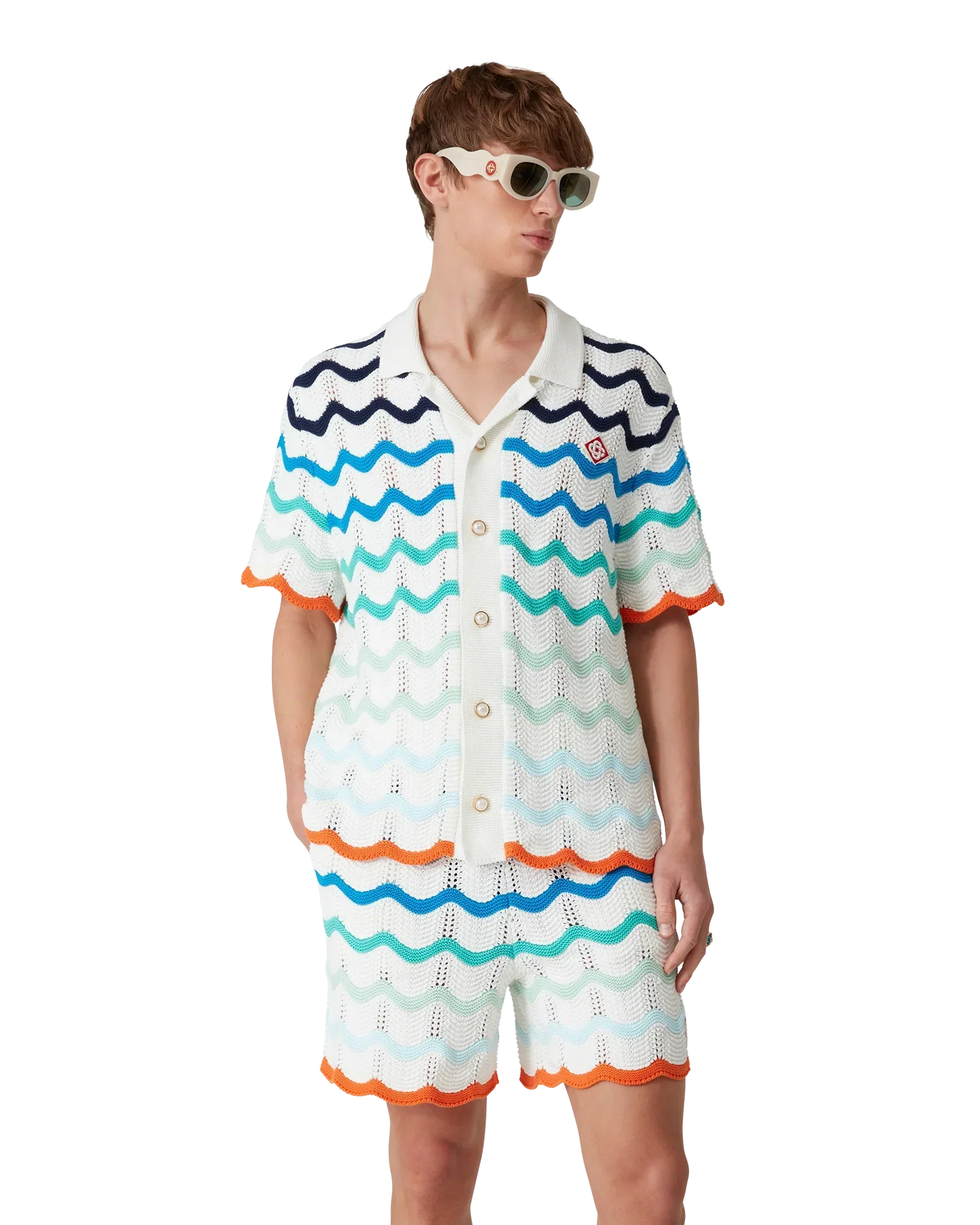Gradient Wave Short Sleeve Crochet Shirt | Casablanca Paris | Image 4