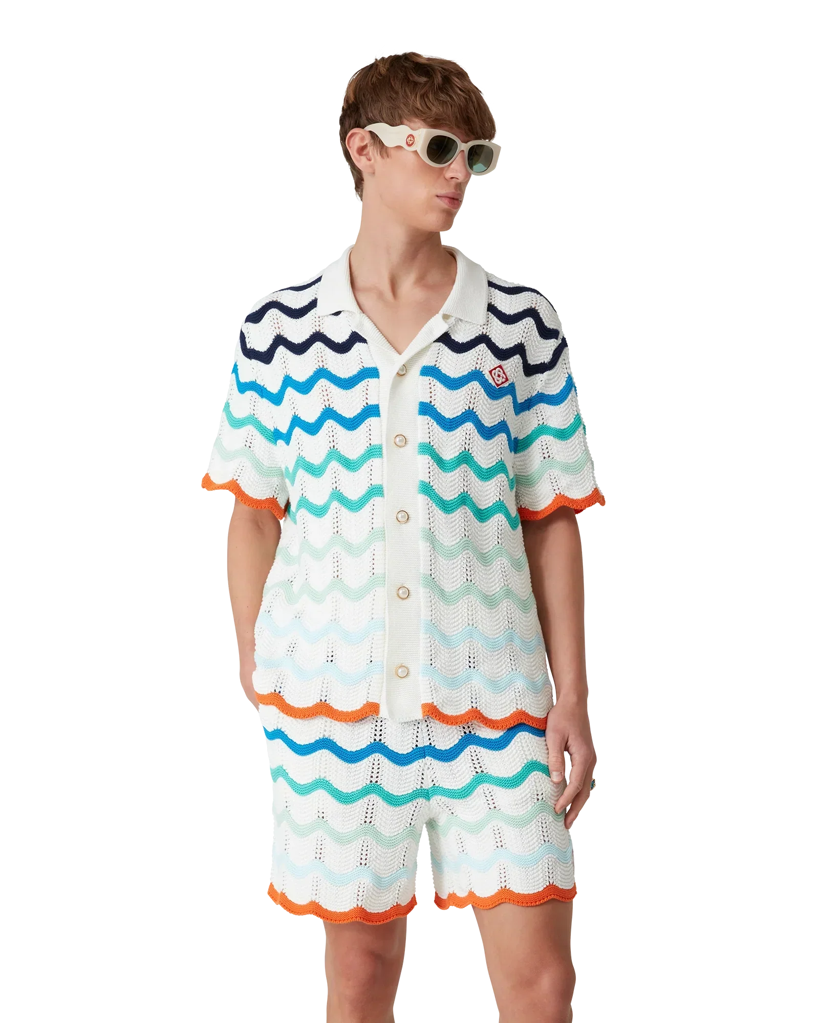 Gradient Wave Short Sleeve Crochet Shirt | Casablanca Paris | Image 4