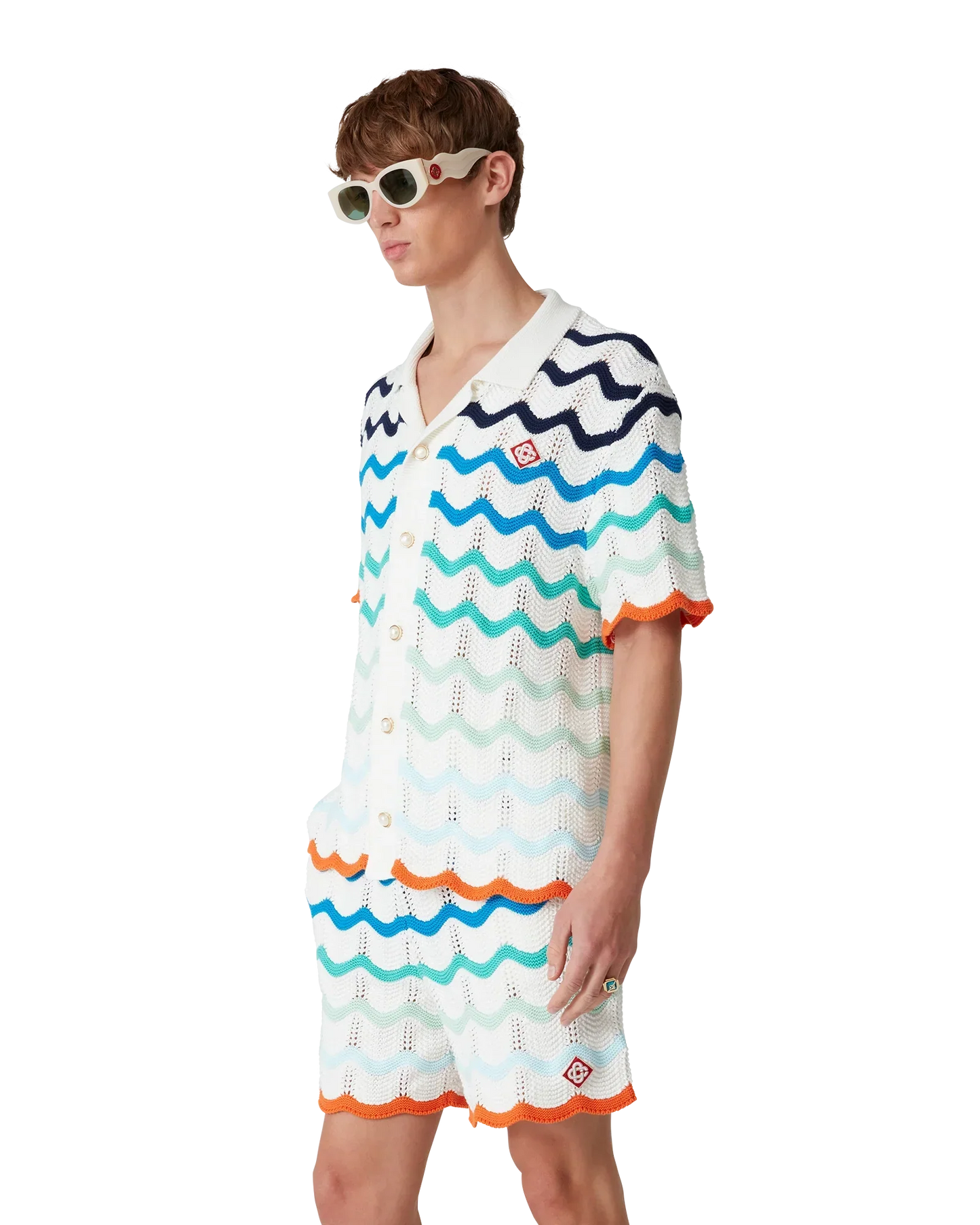 Gradient Wave Short Sleeve Crochet Shirt | Casablanca Paris | Image 5