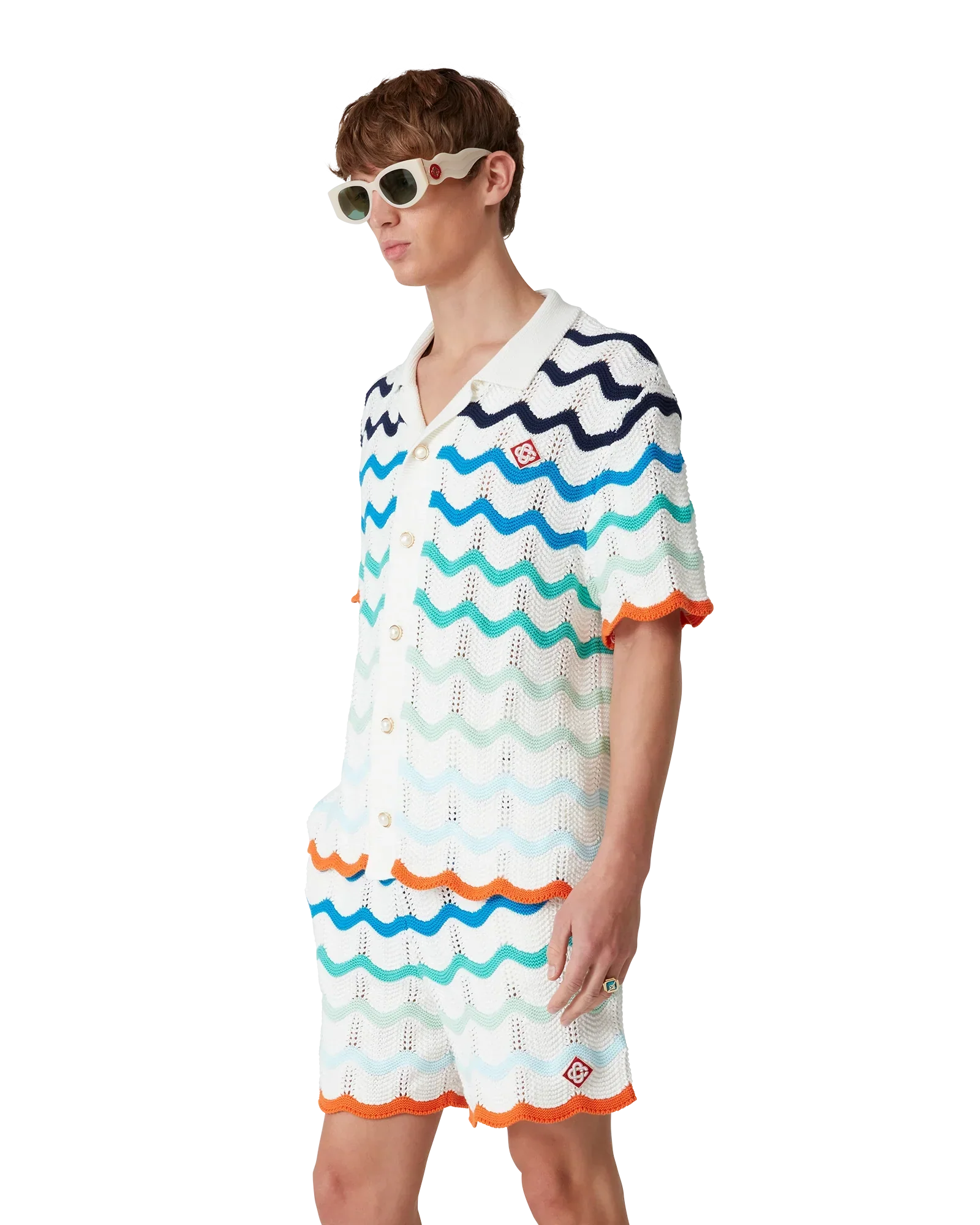 Gradient Wave Short Sleeve Crochet Shirt | Casablanca Paris | Image 5