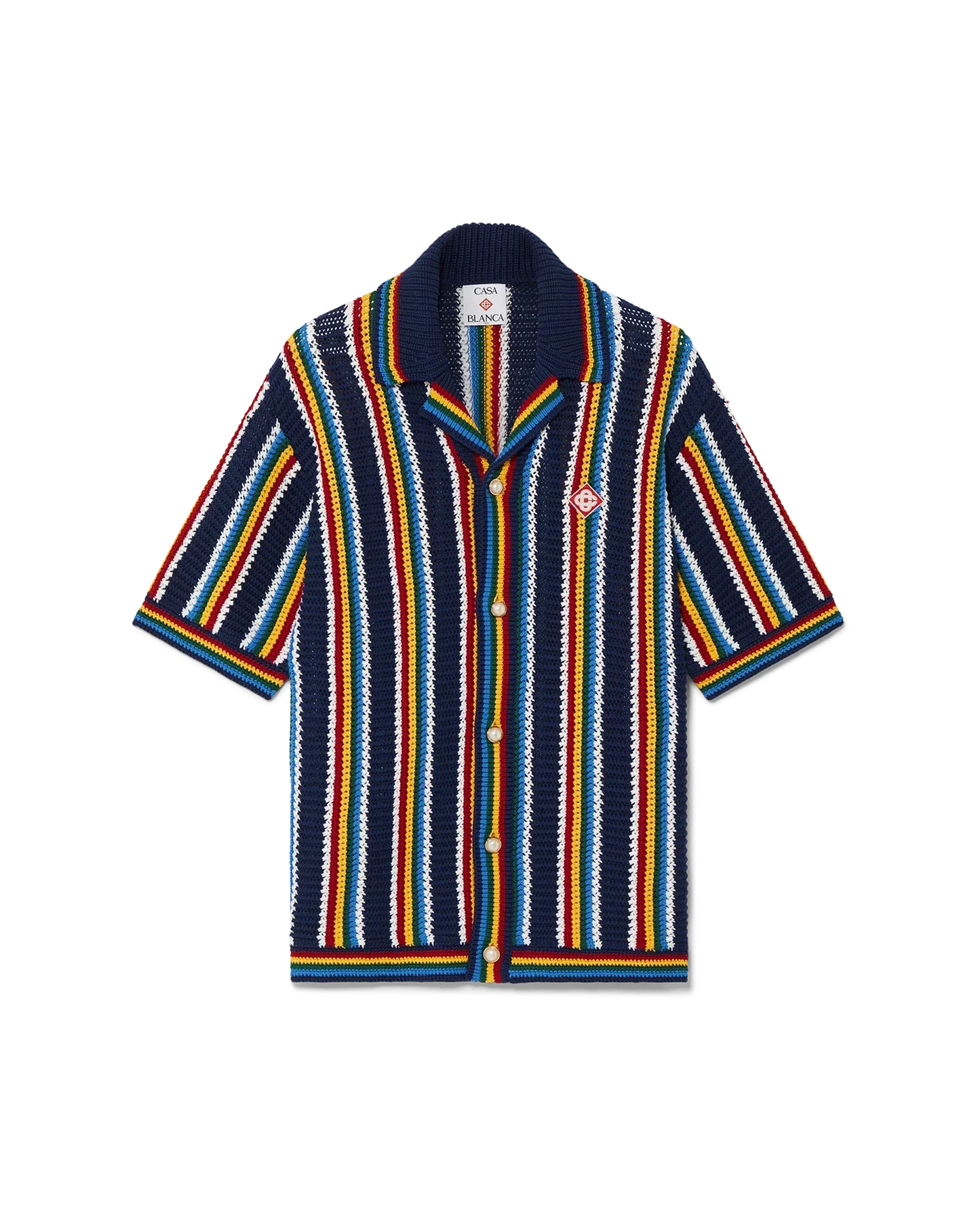 Crochet Short Sleeve Stripe Shirt | Casablanca Paris | Image 1