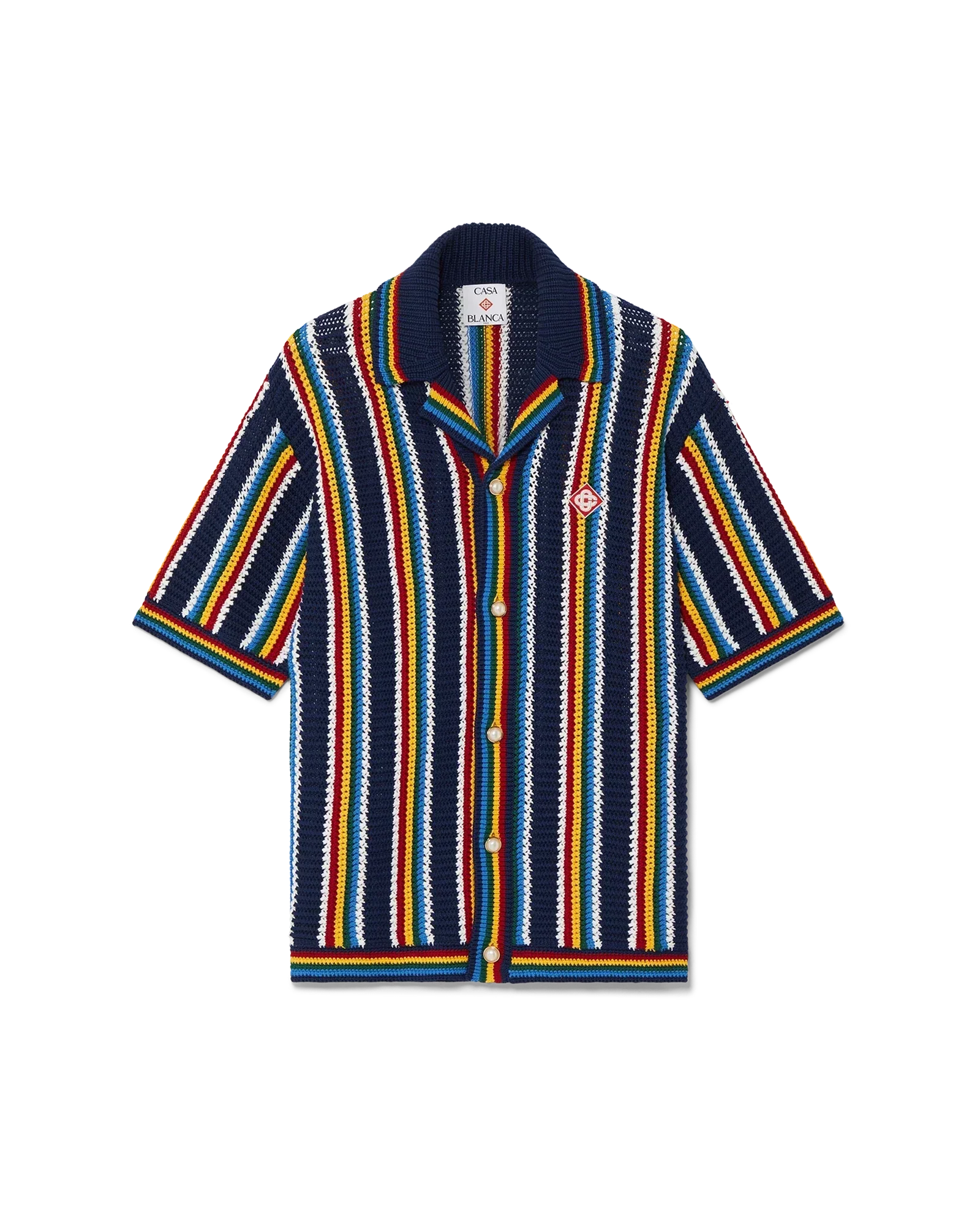 Crochet Short Sleeve Stripe Shirt | Casablanca Paris | Image 1