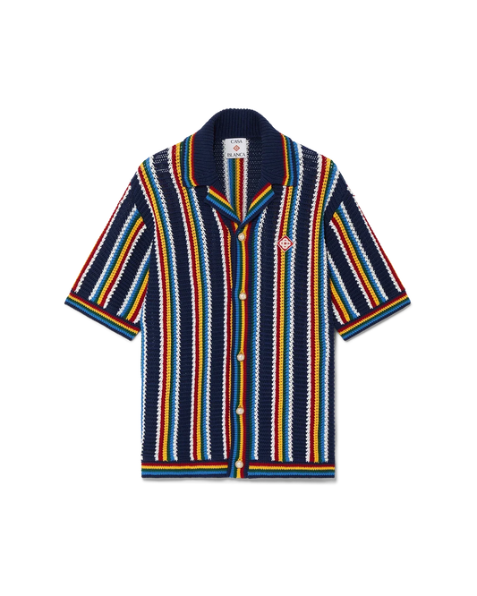 Crochet Short Sleeve Stripe Shirt | Casablanca Paris | Image 1