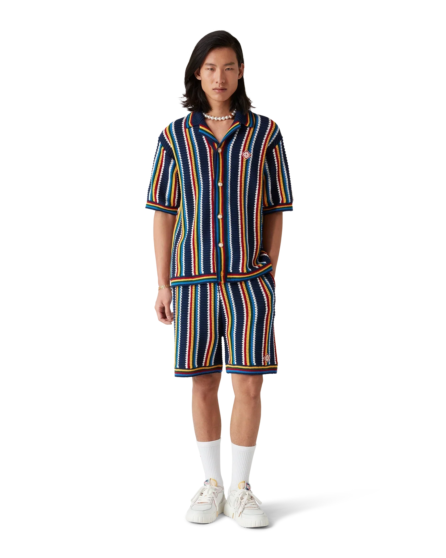 Crochet Short Sleeve Stripe Shirt | Casablanca Paris | Image 2