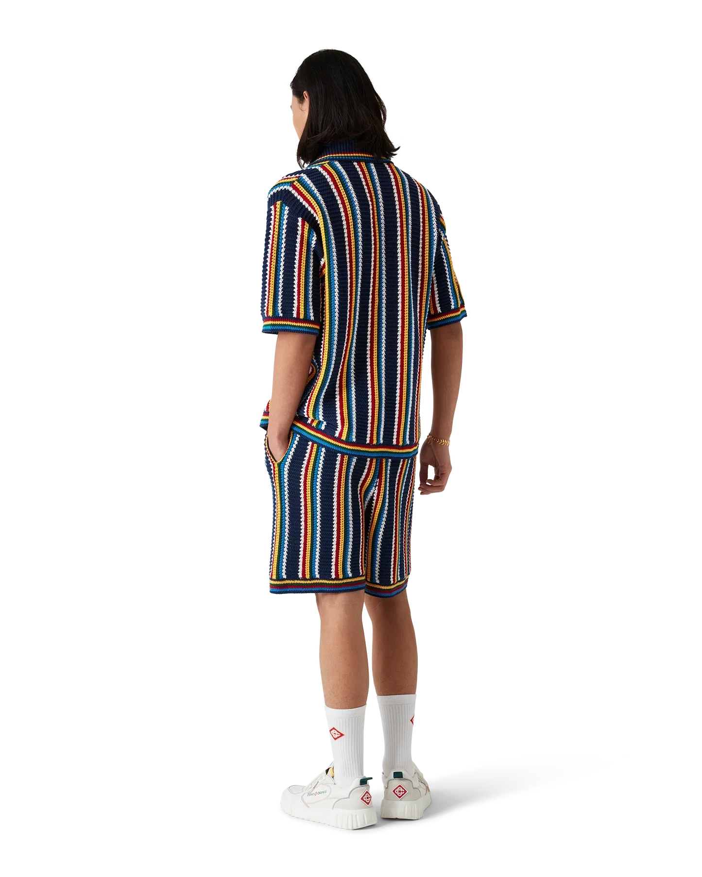 Crochet Short Sleeve Stripe Shirt | Casablanca Paris | Image 3